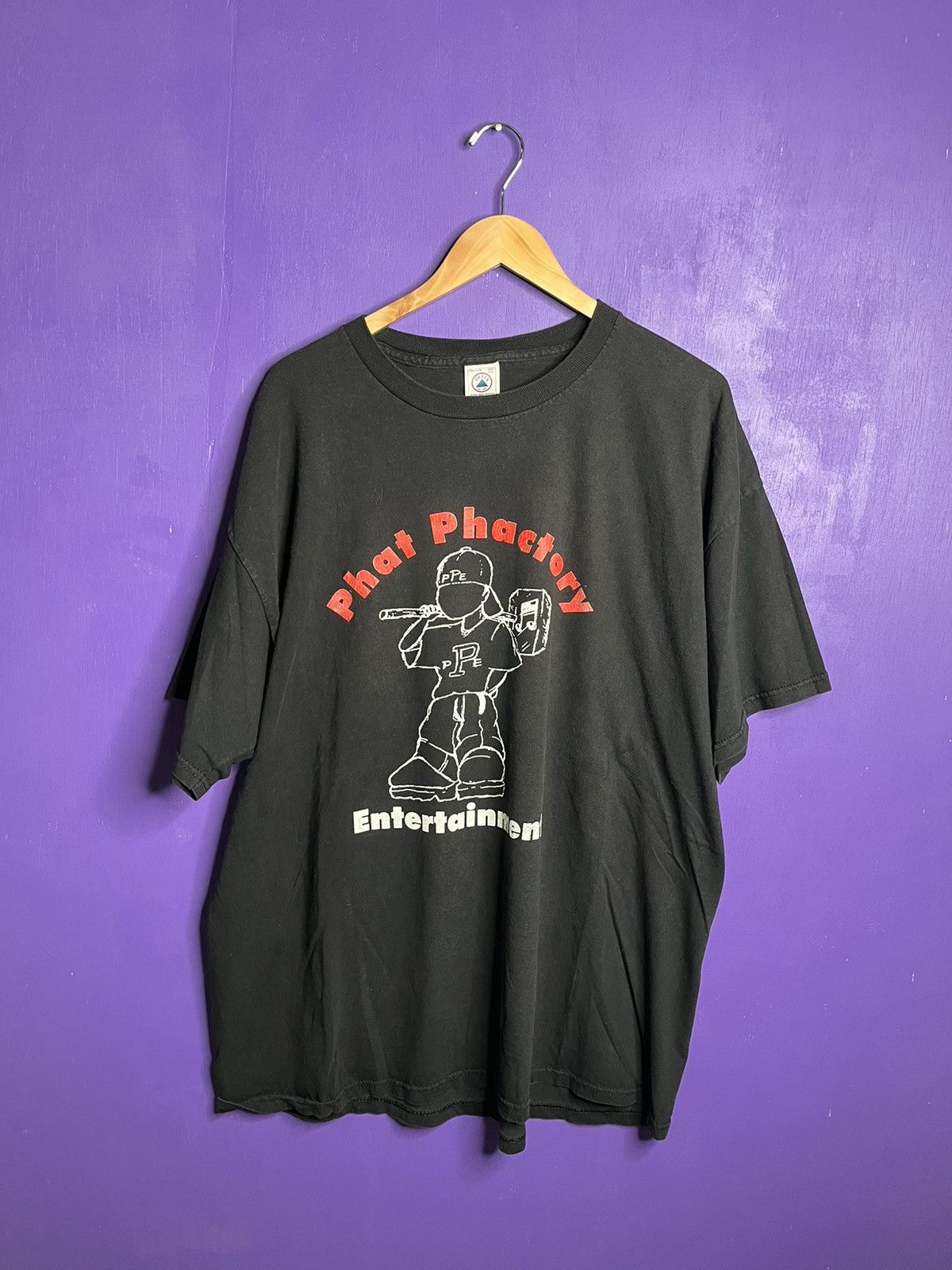 image of Made In USA Vintage 90's Phat Phactory Entertainment T-Shirt in Black, Men's (Size 2XL)