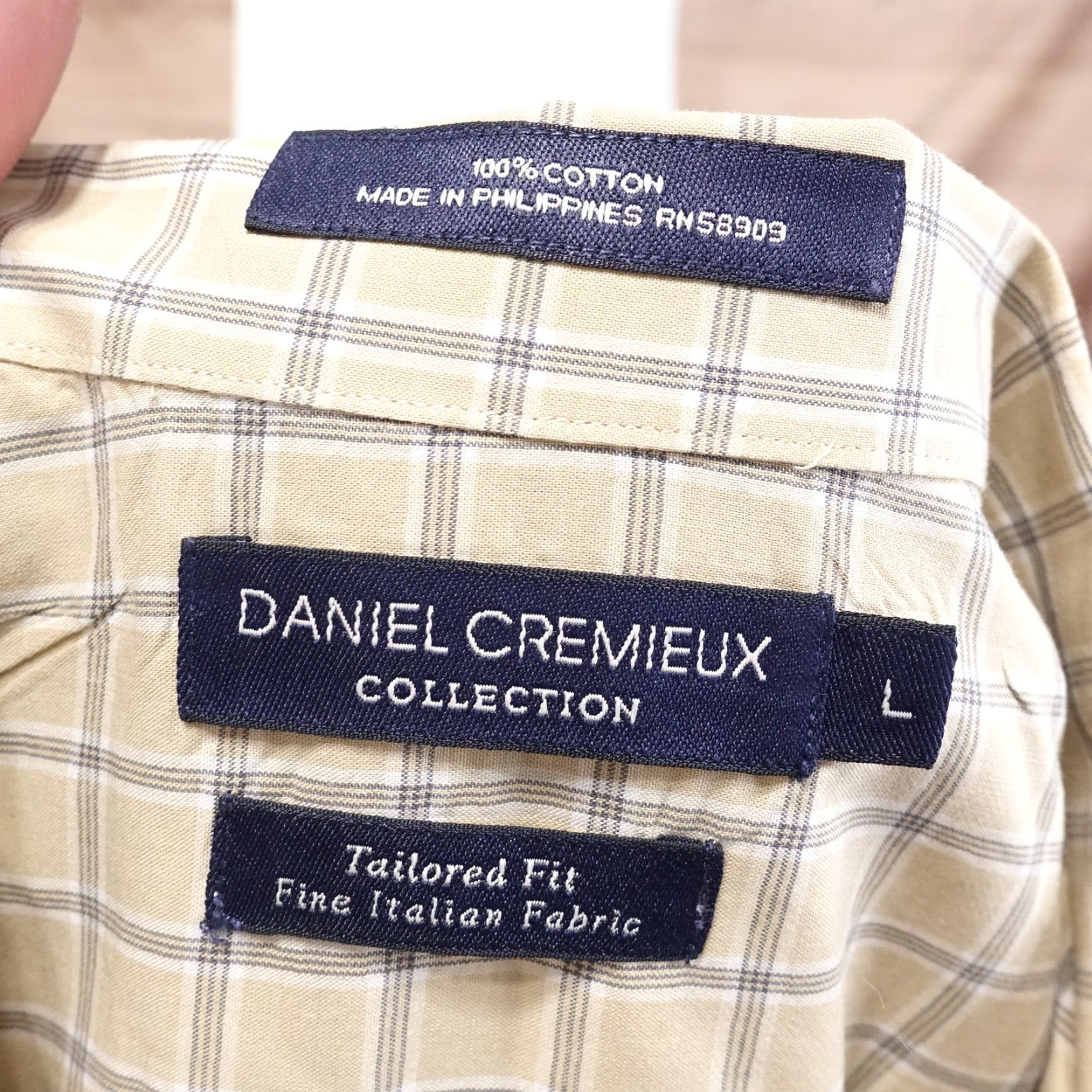 Cremieux DANIEL CREMIEUX Button-Up Shirt Mens L Regular Fit Short Sleeve Check Beige Size US L / EU 52-54 / 3 - 6 Thumbnail