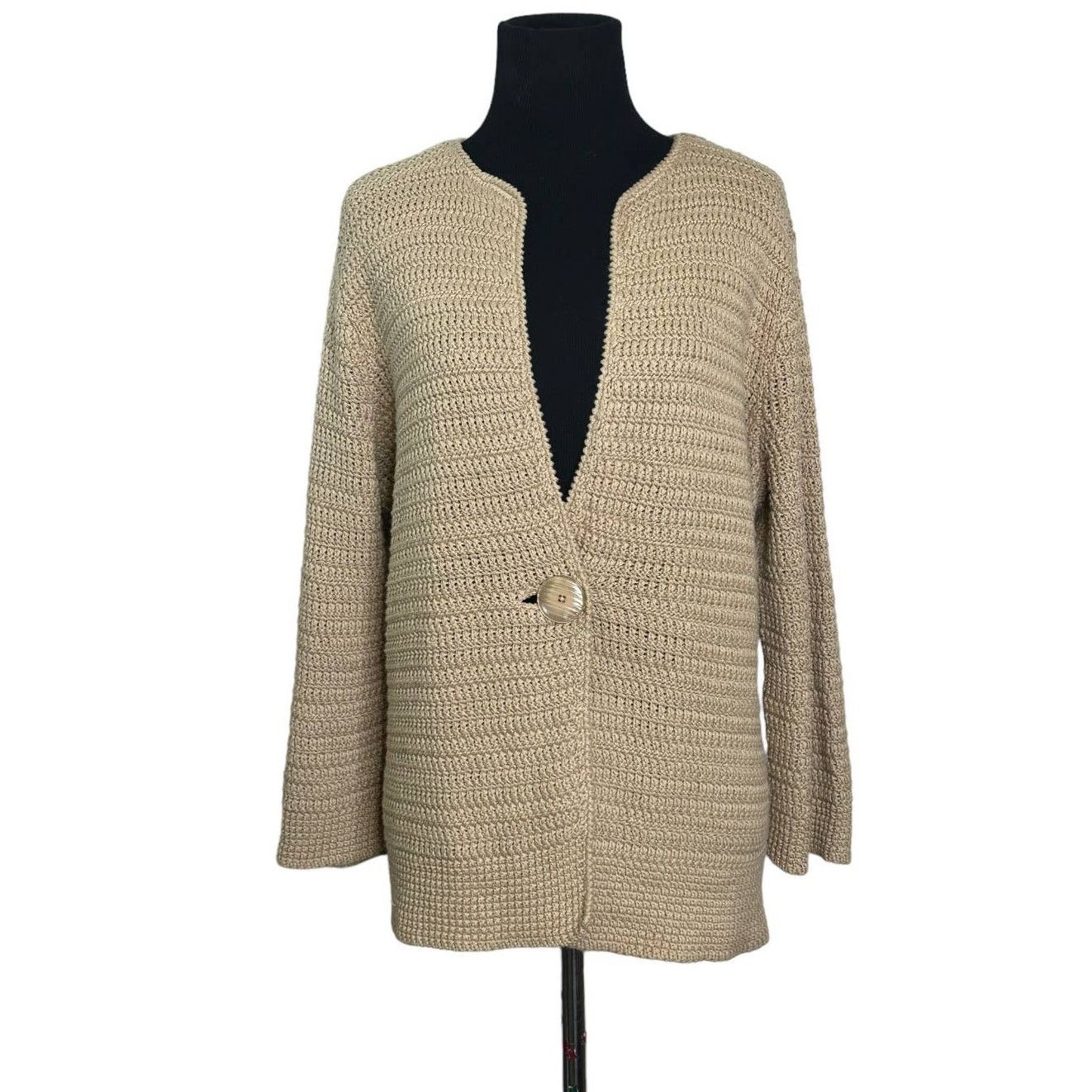 Jones New York Jones New York beige one button cardigan size Large Size L / US 10 / IT 46 - 6 Thumbnail