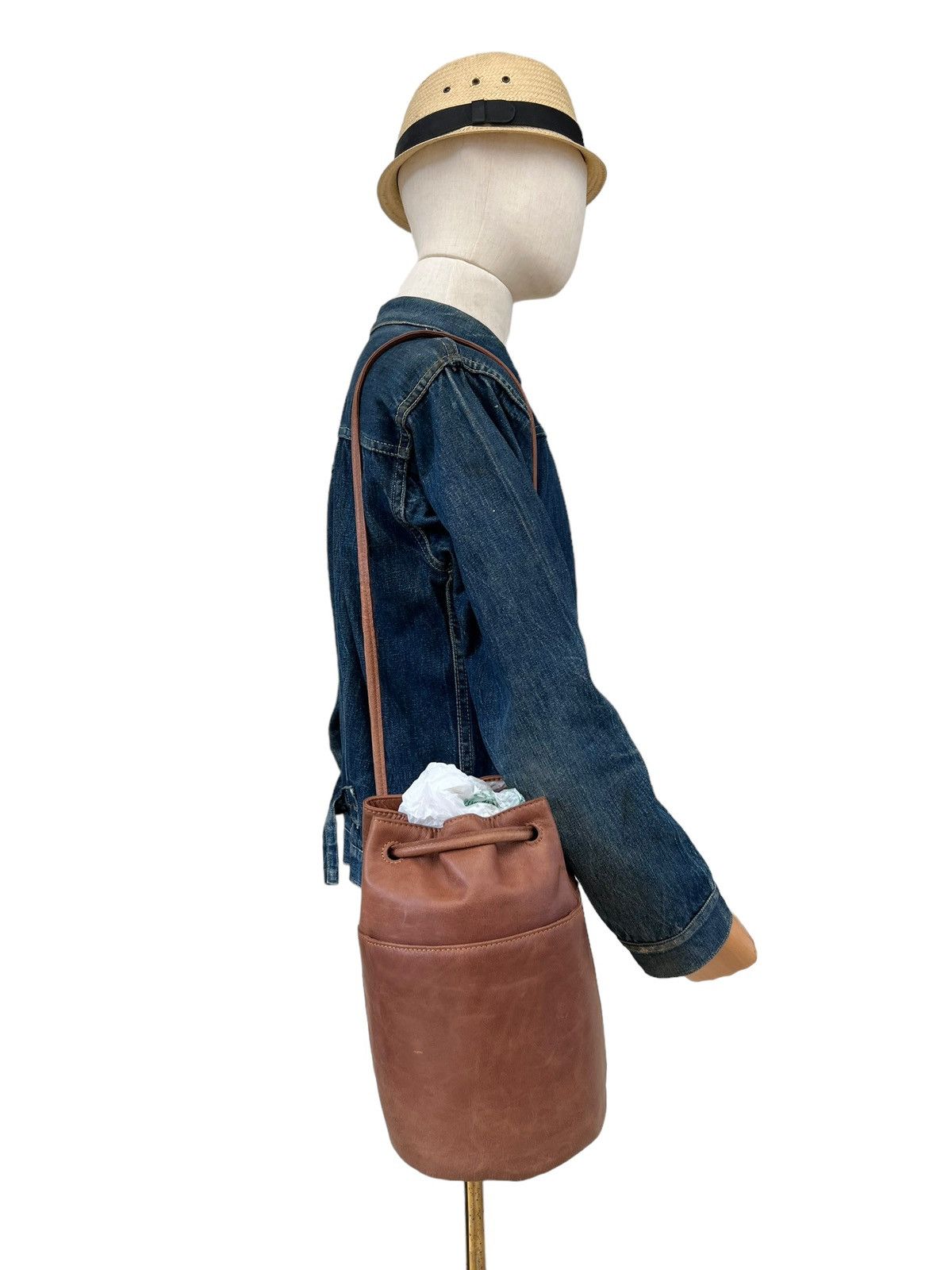 If Six Was Nine × Le Grande Bleu (L.G.B.) GOA Japan Patina Goat Goatskin Leather Bucket Bag Size ONE SIZE - 6 Thumbnail