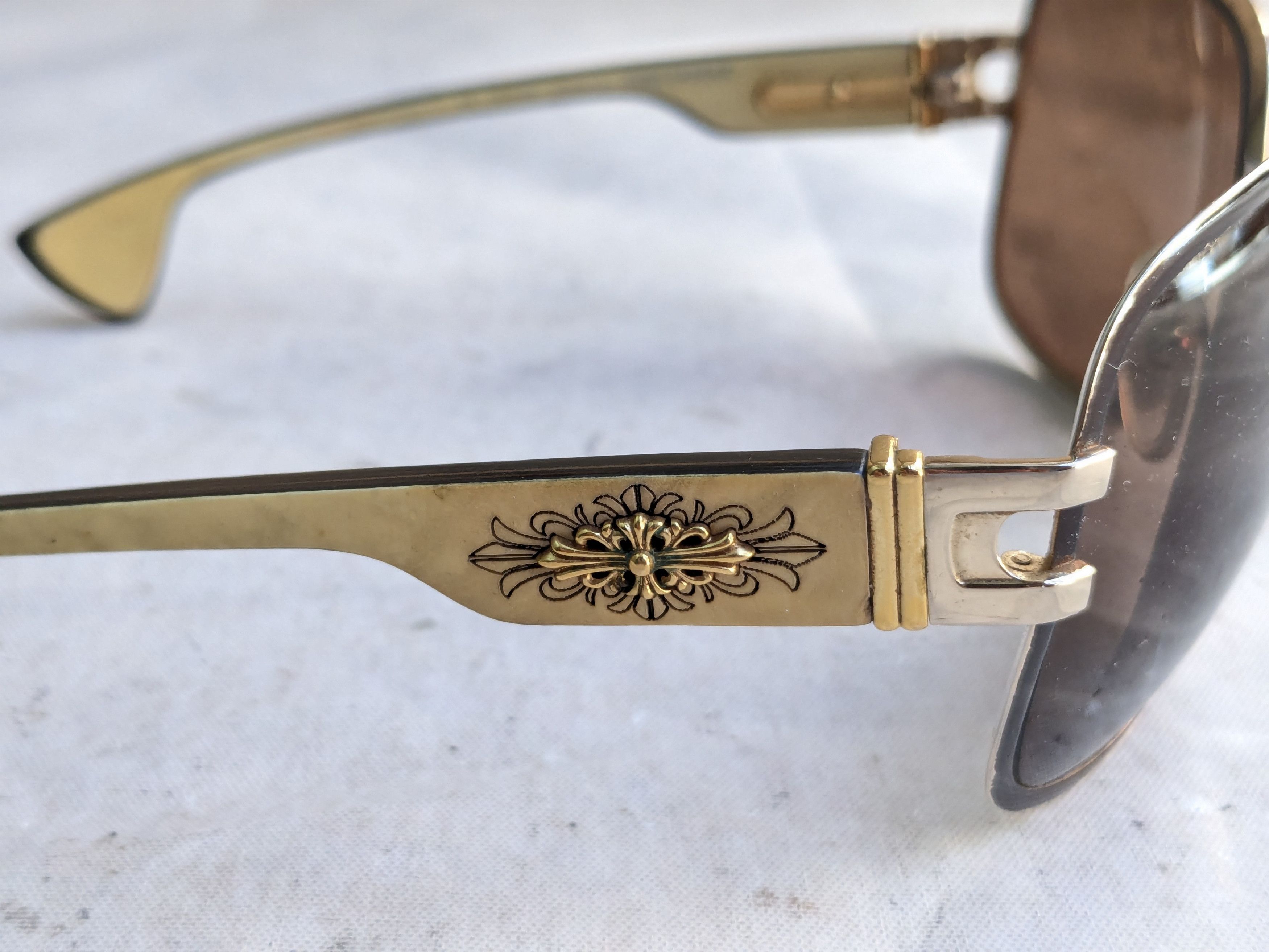 Chrome Hearts Chrome Hearts Aviator Sunglasses 'Pink Candle' Brown Gold Size ONE SIZE - 6 Thumbnail