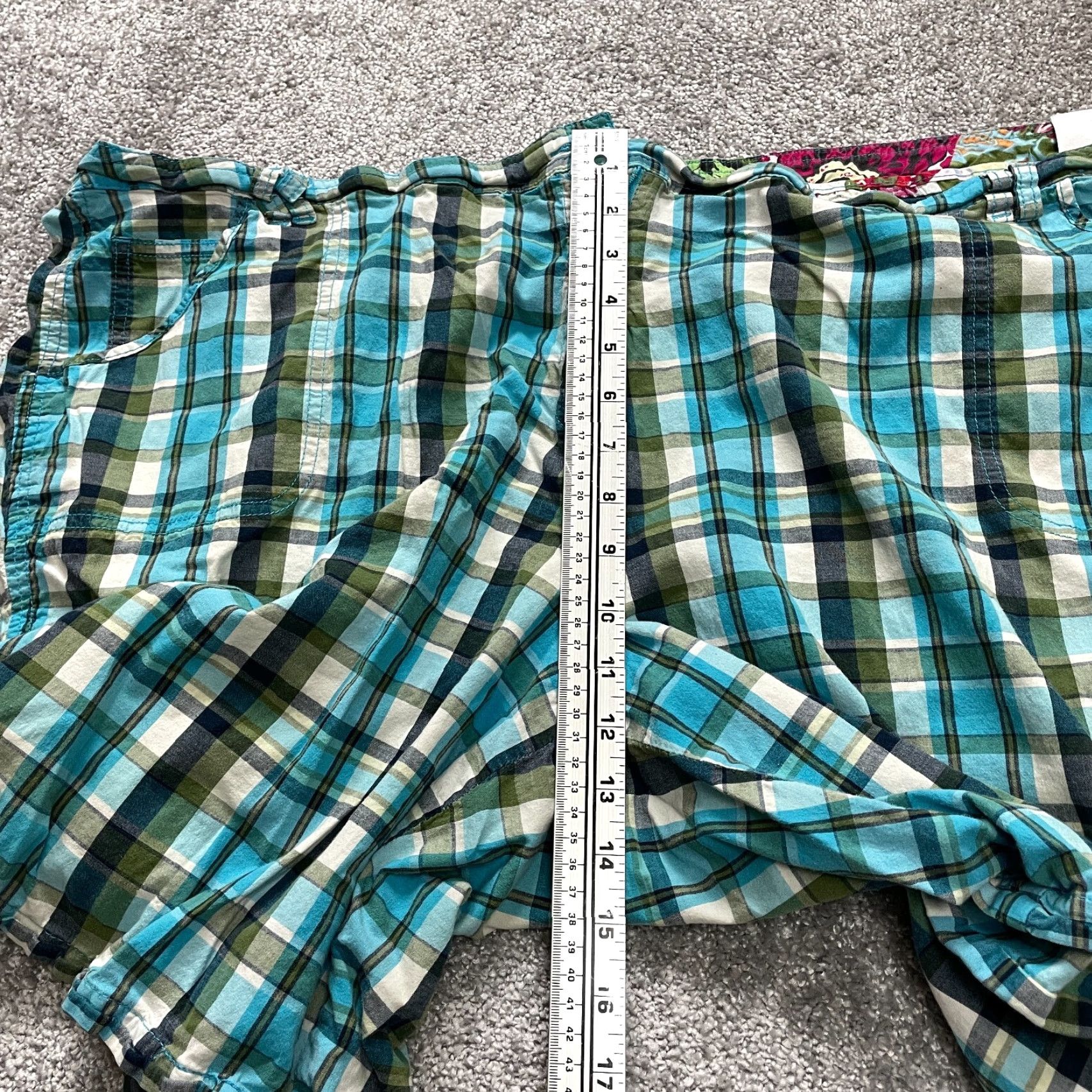 Avenue Avenue Chino Shorts Womens 26 Blue Green Plaid Cotton Pockets Casual Size 32" / US 10 / IT 46 - 4 Thumbnail