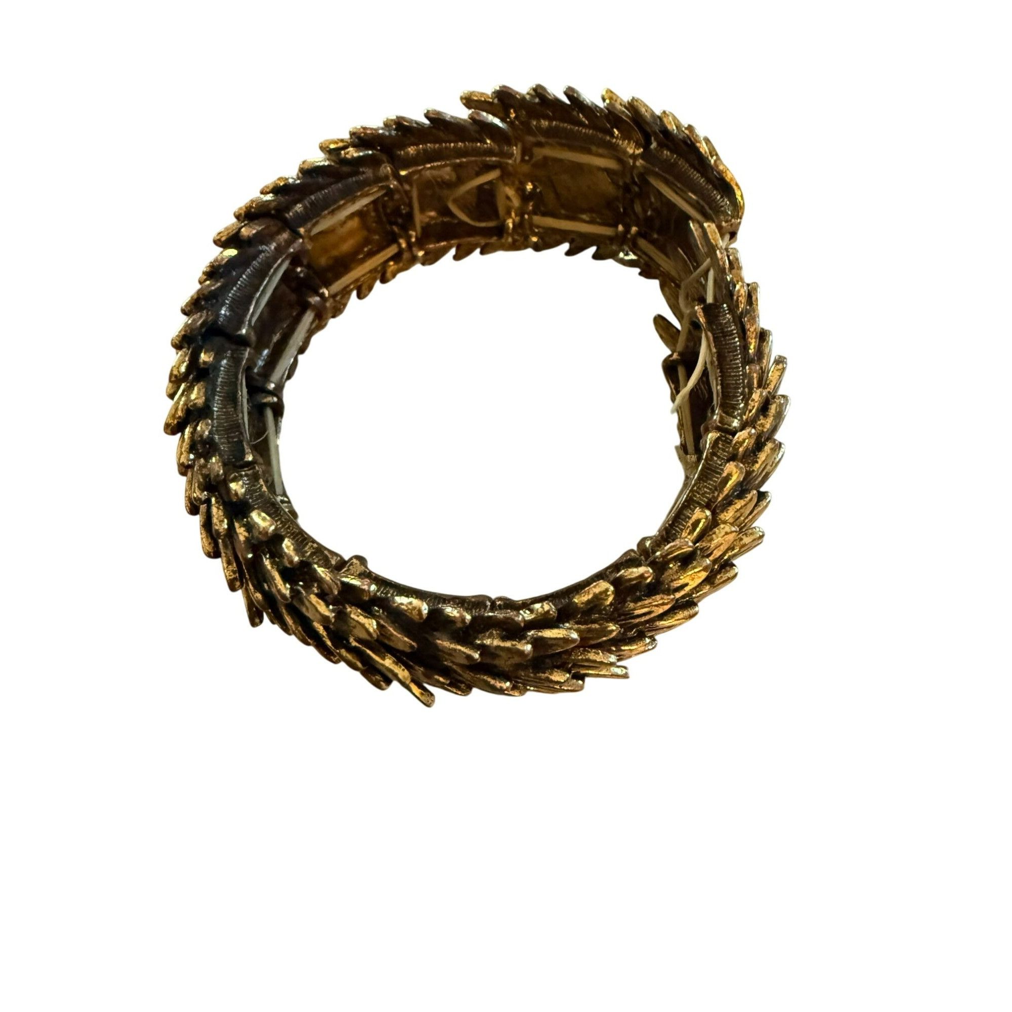 Other Vintage Gold-Tone Pegasus Feather Textured Stretch Bracelet Size ONE SIZE - 3 Thumbnail