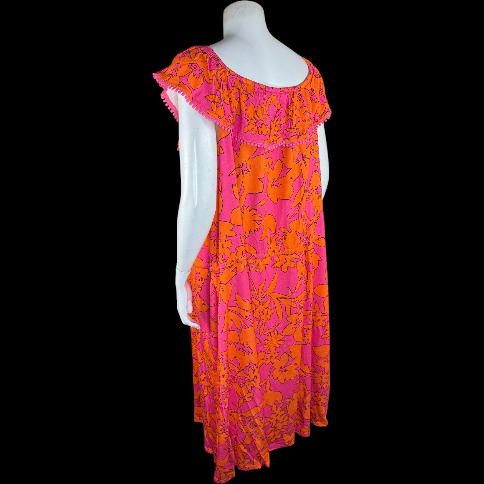 Isaac Mizrahi Isaac Mizrahi Live! Printed Off the Shoulder Dress Pink 2X Size XXL / US 16-18 / IT 52-54 - 7 Thumbnail