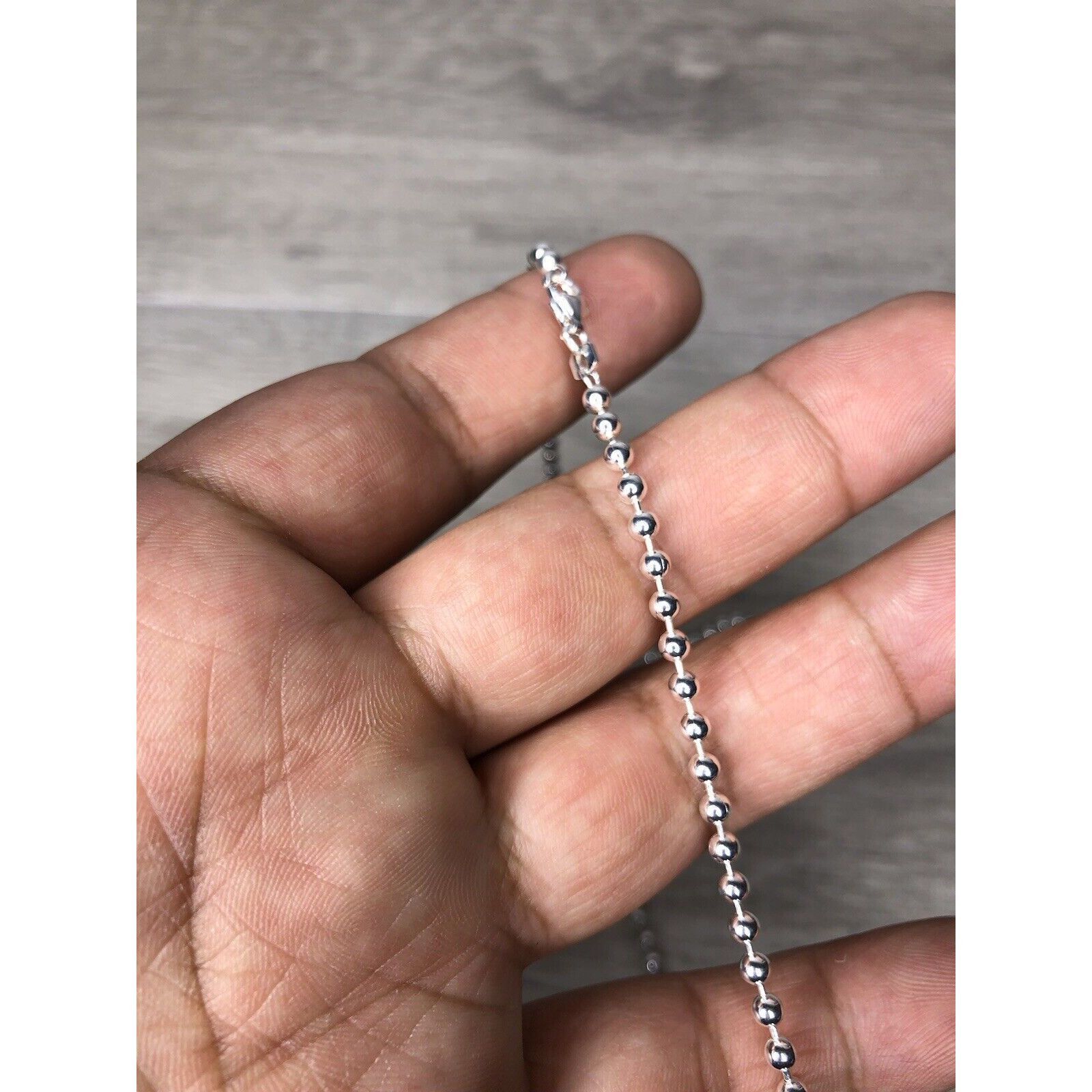 Other Solid Sterling Silver Bead Ball Chain Necklace 925 Italian M Size ONE SIZE - 5 Thumbnail