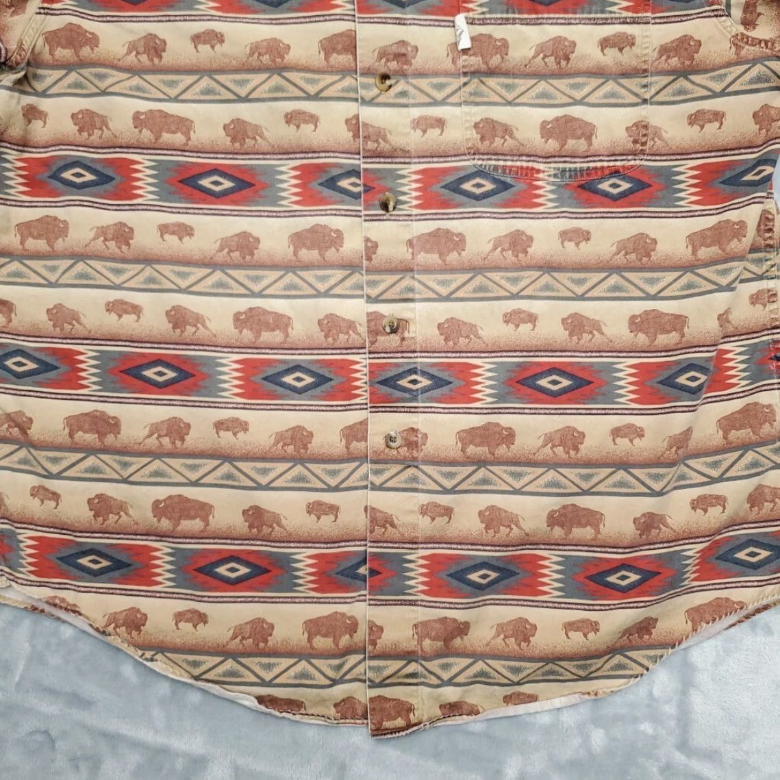 Roundtree & Yorke VINTAGE Roundtree & Yorke Shirt Mens L Brown Aztec Bison Buffalo 90s Nature Outdoor Cowgirl? Size US L / EU 52-54 / 3 - 2 Thumbnail