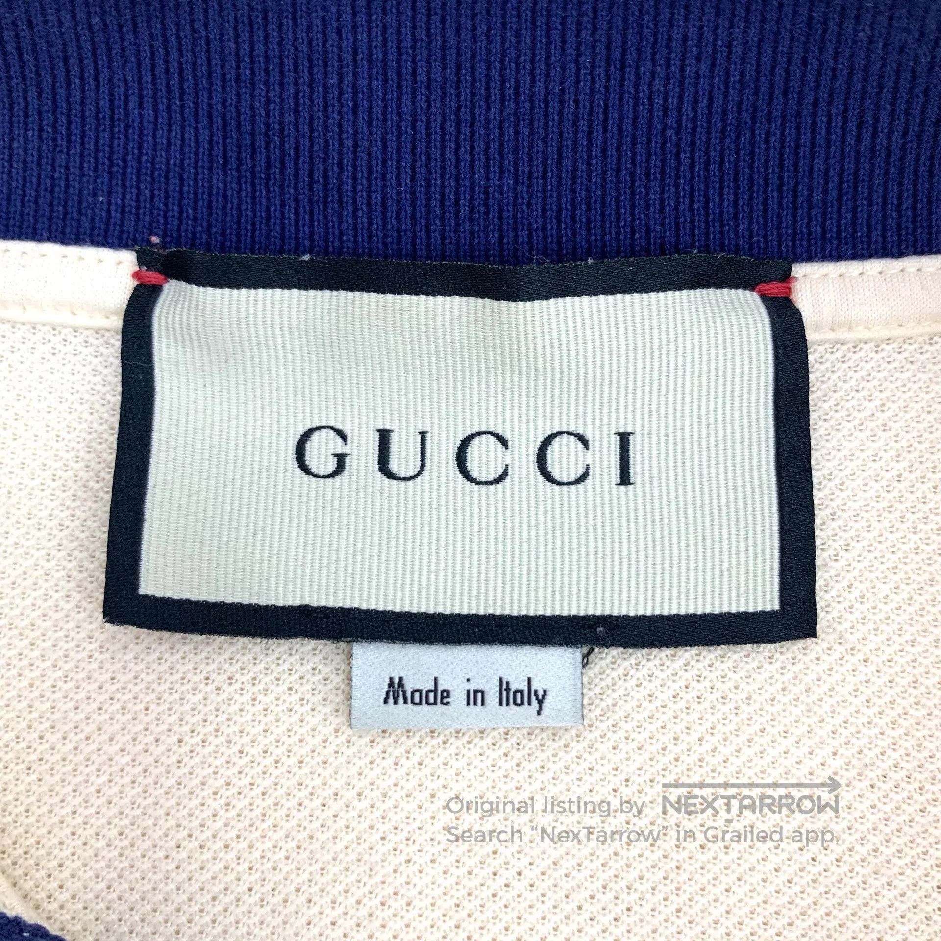 Gucci Guicci Beige badge embroidery cotton polo neck single-brea Size US M / EU 48-50 / 2 - 6 Thumbnail
