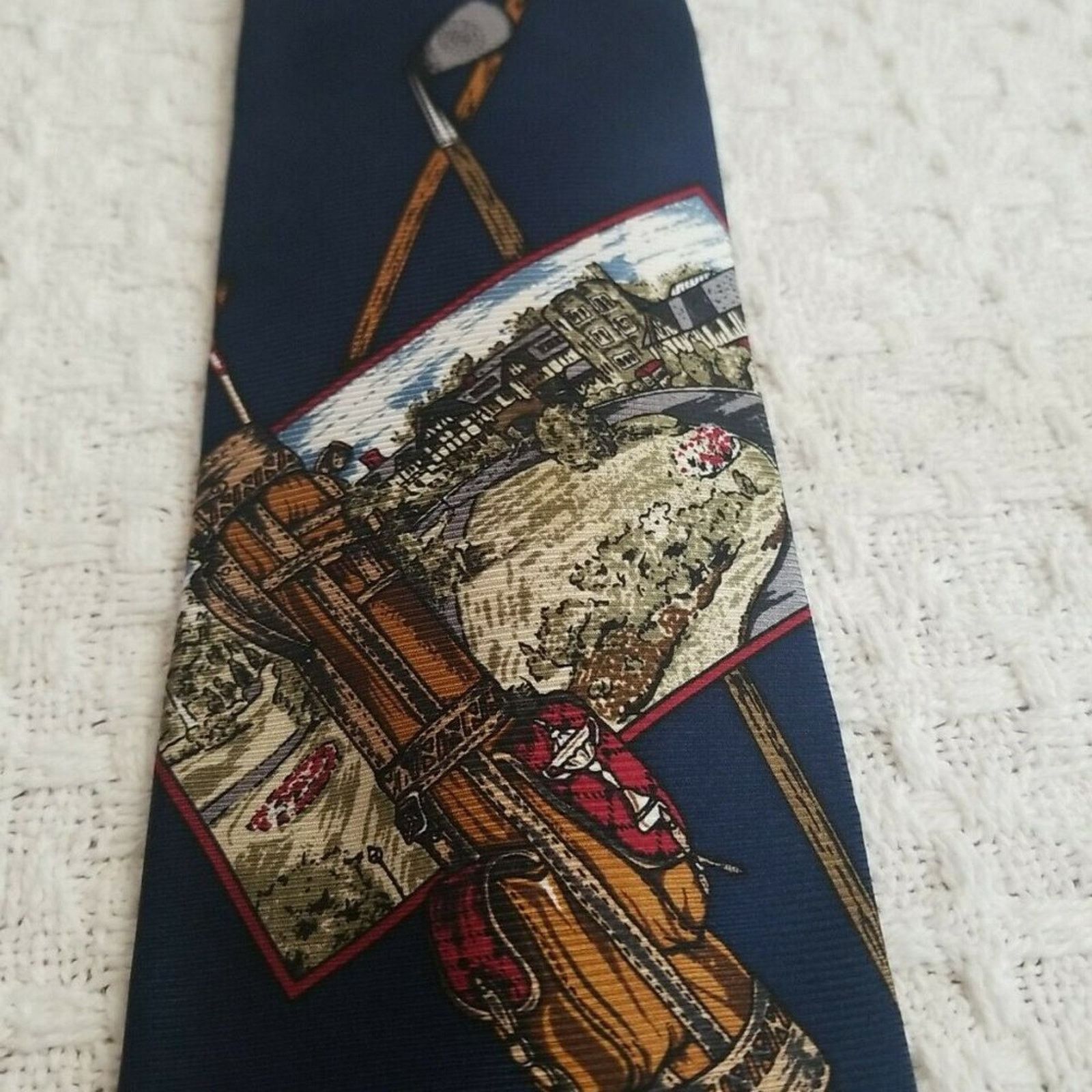 & Other Stories Norseman Men's Neck Tie Navy Blue Golf Bag Golf Clubs Size ONE SIZE - 3 Thumbnail