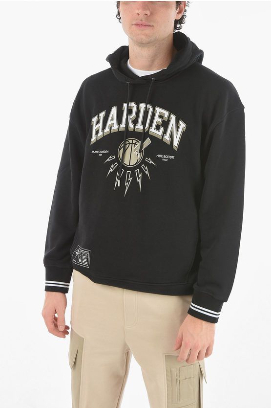 image of James Harden X Neil Barrett Easy Fit Hooded Sweatshirt With in Black, Men's (Size XS)