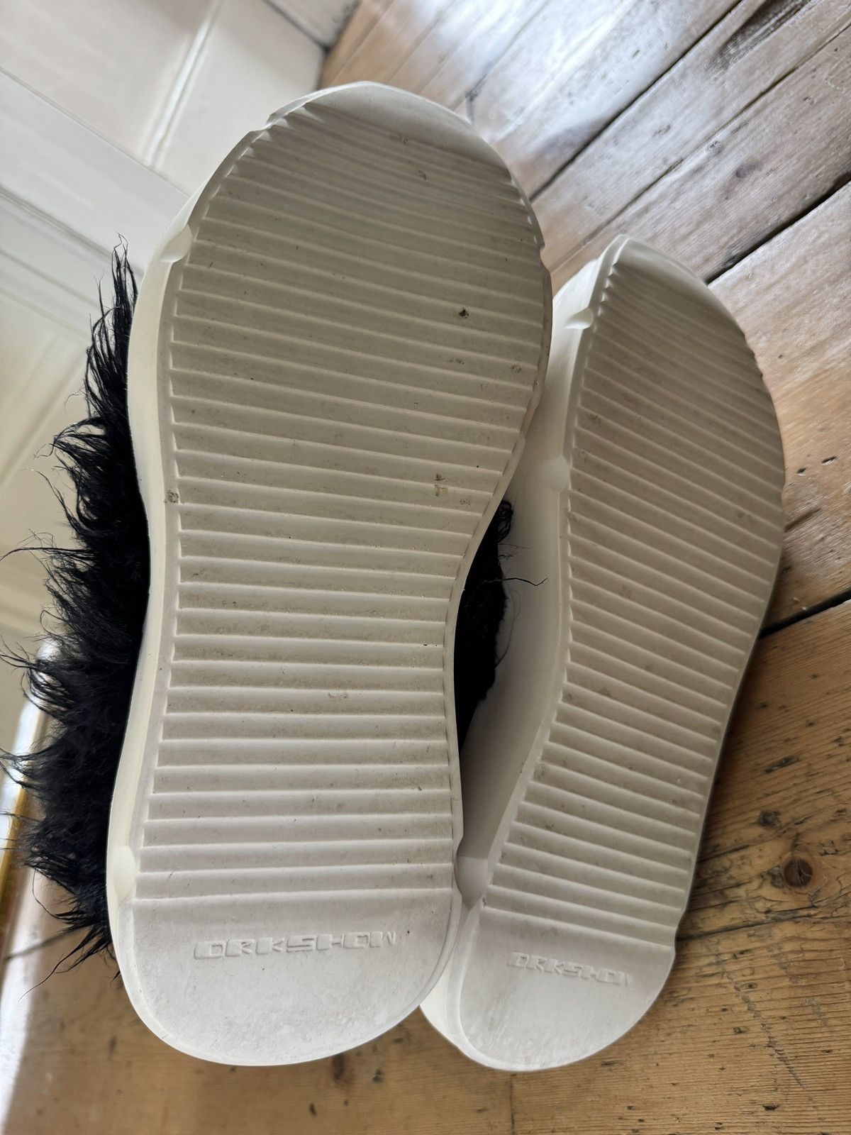 Rick Owens Drkshdw Flared waxed fur boots, abstract soles Size US 11 / EU 44 - 6 Thumbnail