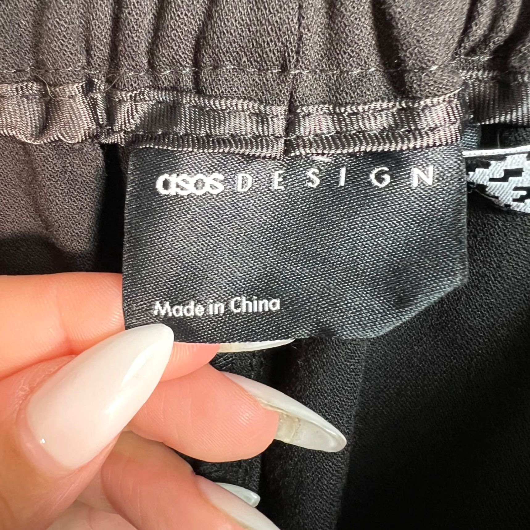 Asos ASOS Design Womens Black Trousers Size 8 Polyester Blend Elastic Waist Wide-Leg Dress Pants Adult Womens 8 Black ASOS Regular Pants Size 30" / US 8 / IT 44 - 3 Thumbnail