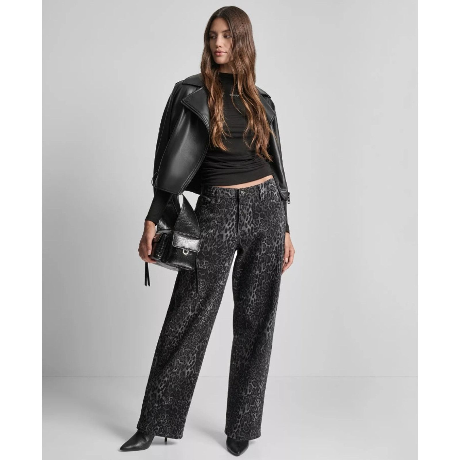 DKNY DKNY Women Black Leopard Print Relaxed Jeans Size 32 Size 32" / US 10 / IT 46 - 5 Thumbnail