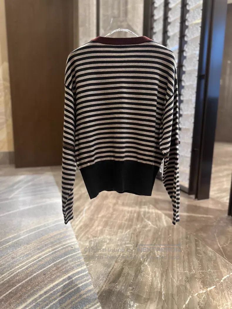 Brunello Cucinelli Brunello Cucinelli Studded Striped Wool Knit Sweater Size M / US 6-8 / IT 42-44 - 2 Thumbnail