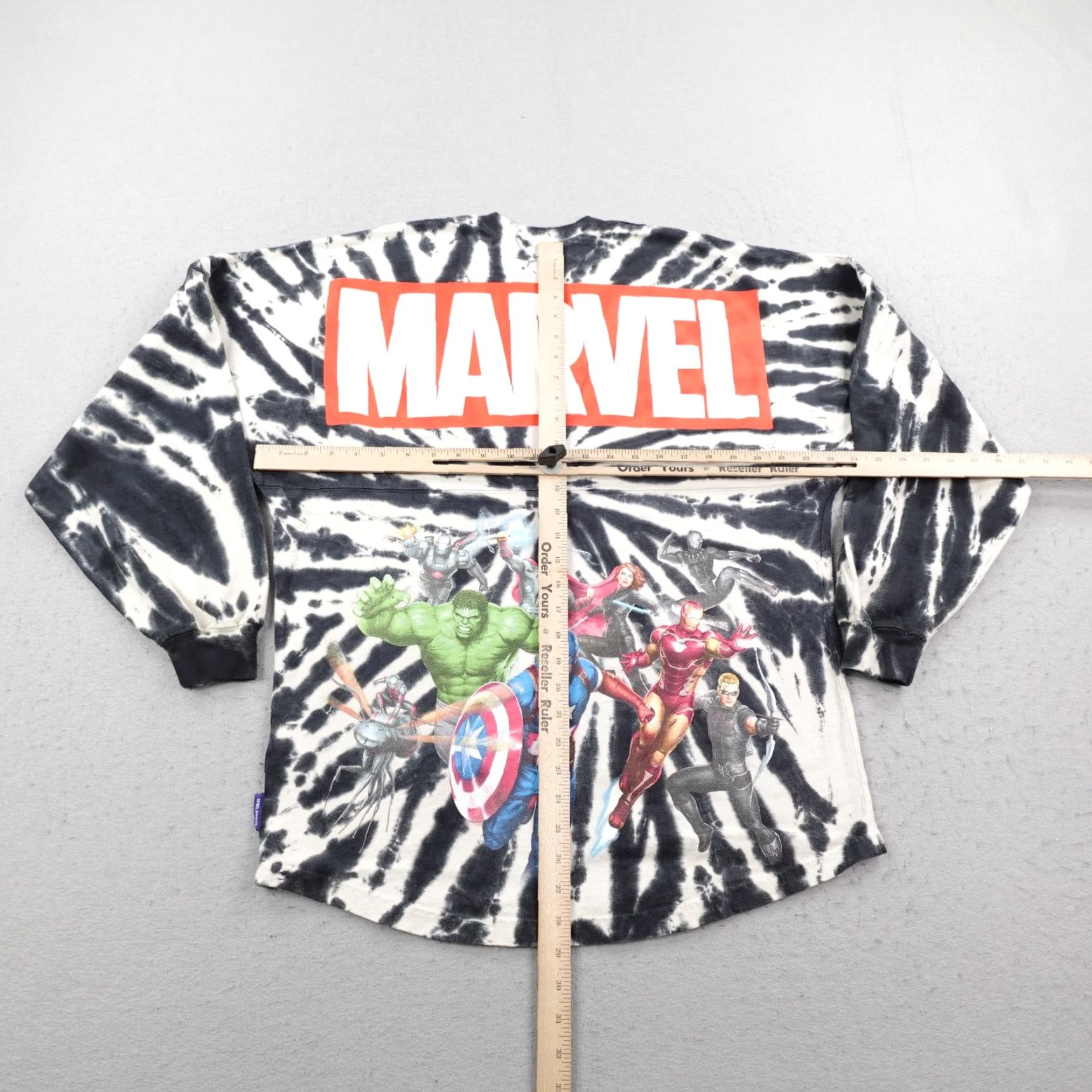 Disney Marvel Avengers Shirt Mens Medium Black White Tie Dye Disney Spirit Jersey Tee Size US M / EU 48-50 / 2 - 7 Thumbnail