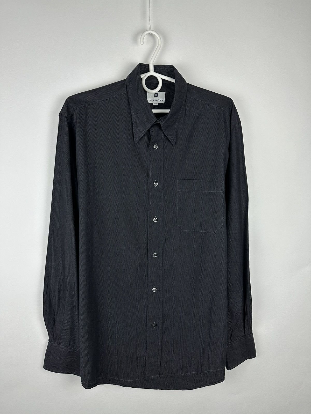 Givenchy × Vintage Givenchy Button Up Shirt Grey With Logo Fits Large Size US XL / EU 56 / 4 - 2 Thumbnail