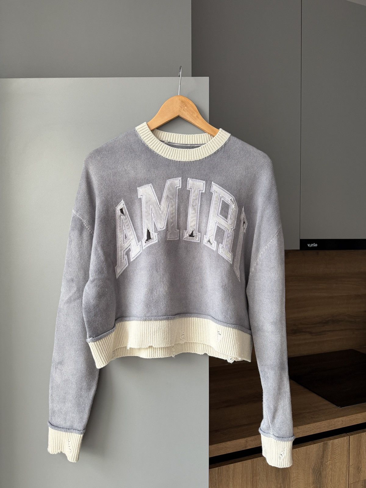 Amiri Vintage Cashmere Cropped Logo Embroidered Jumper