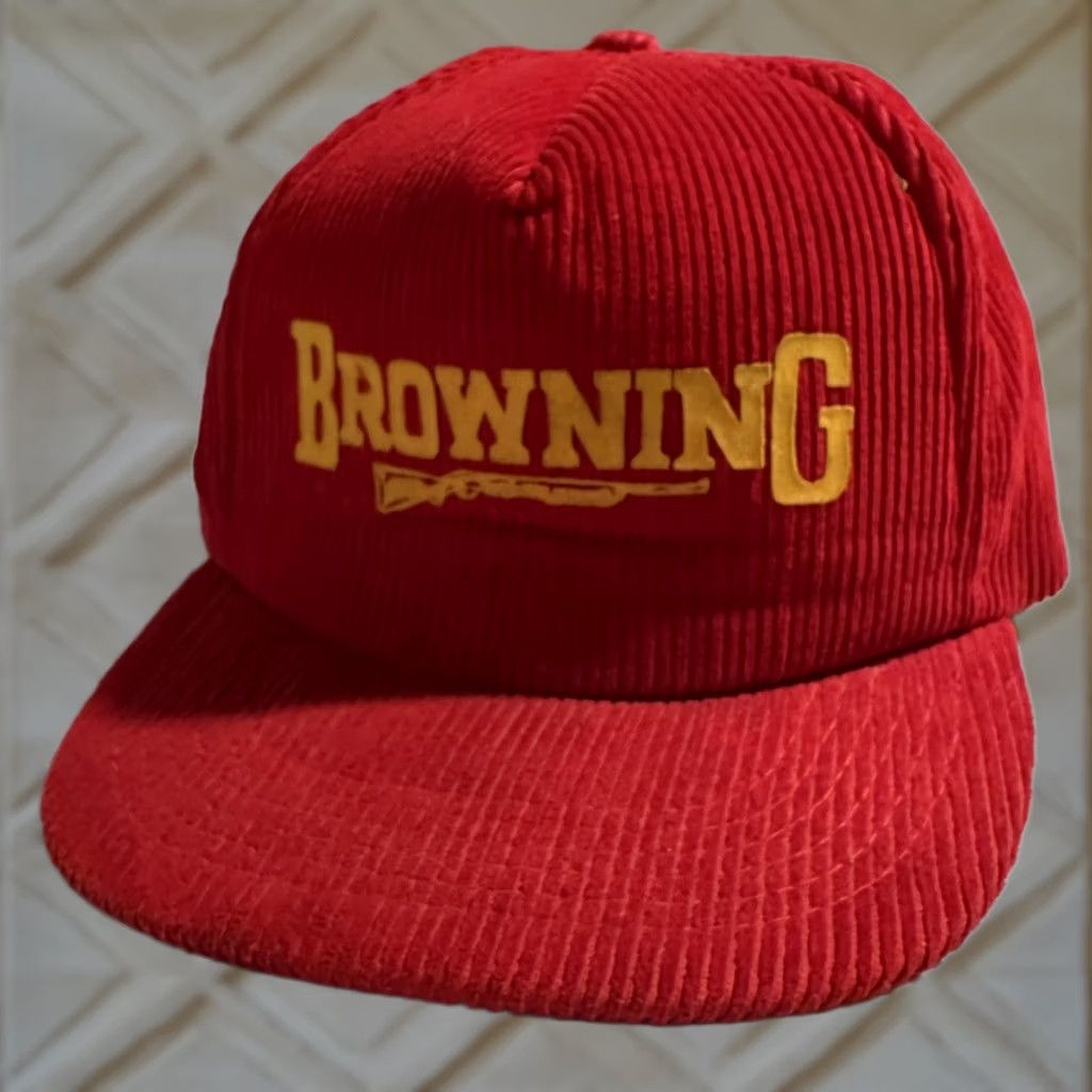 Vintage VINTAGE Browning Cap Hat SnapBack Corduroy Red 1980s Hunting Fishing Shotgun Mens/Womens Size ONE SIZE - 1 Thumbnail