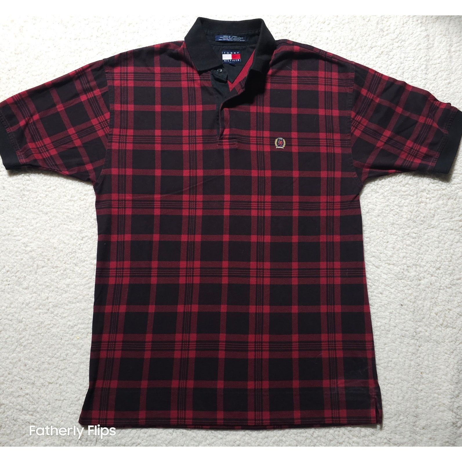 Tommy Hilfiger Tommy Hilfiger Red Black Plaid Polo Shirt Men's Medium Size US M / EU 48-50 / 2 - 1 Thumbnail