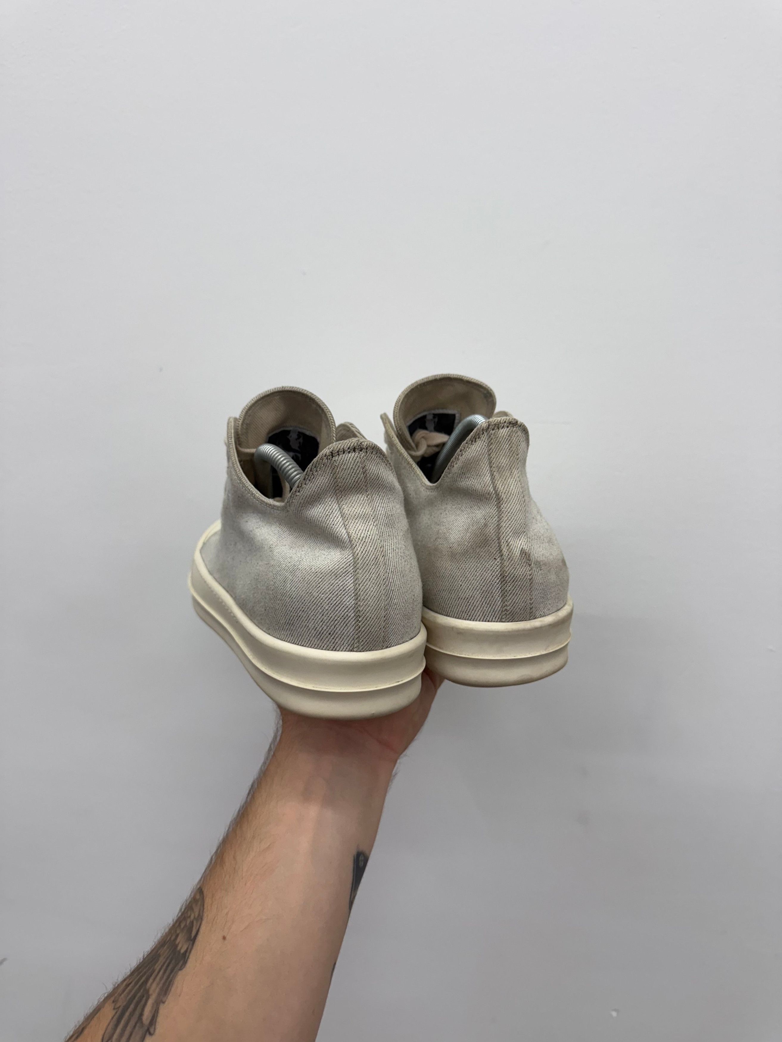 Rick Owens Drkshdw Rick Owens DRKSHDW Cream Ramone Sneakers - Size 44 (US 11) Size US 11 / EU 44 - 3 Thumbnail
