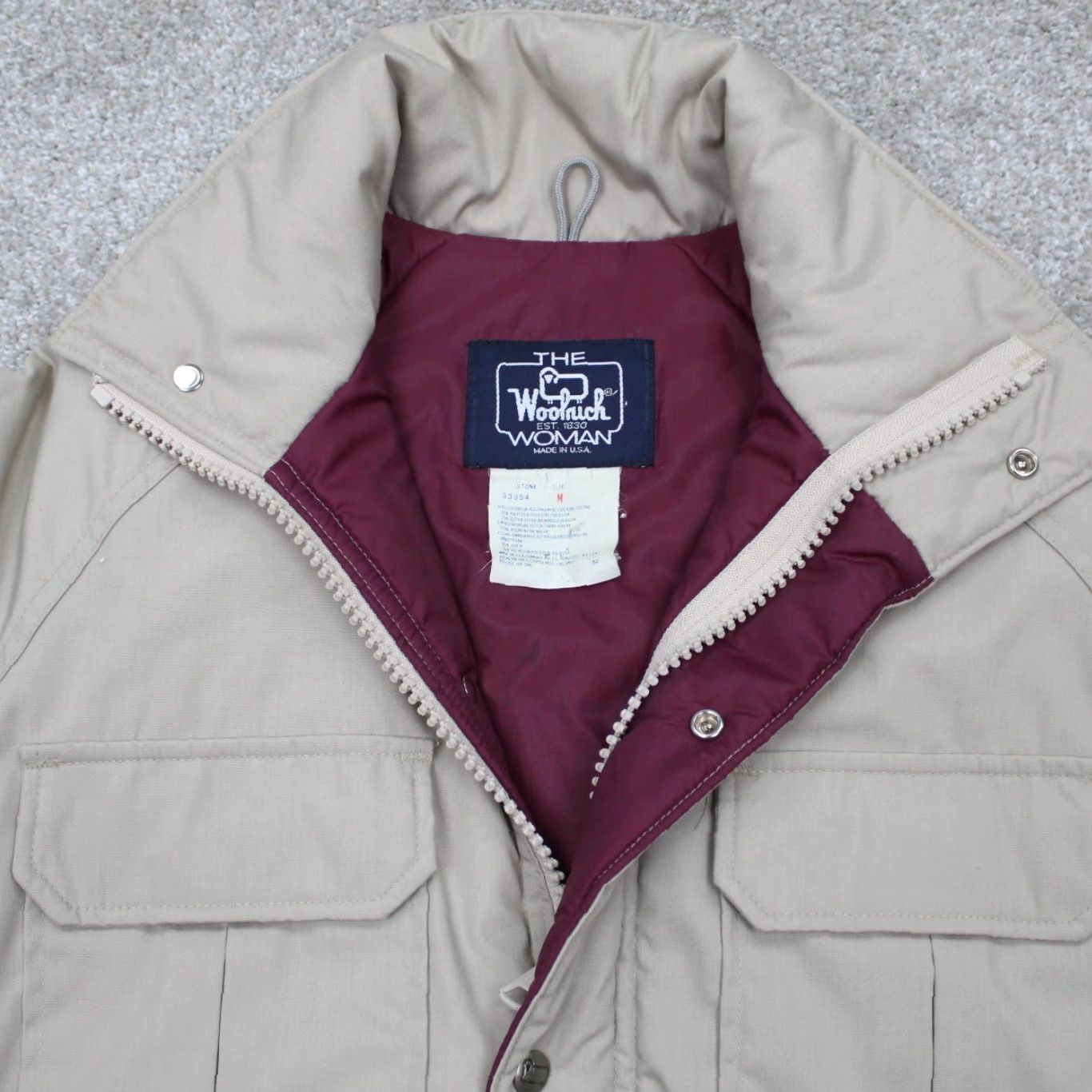 Vintage VTG Woolrich Chore Jacket Womens Medium Beige Full Zip Snaps Olefin Filling Coat Size M / US 6-8 / IT 42-44 - 5 Thumbnail