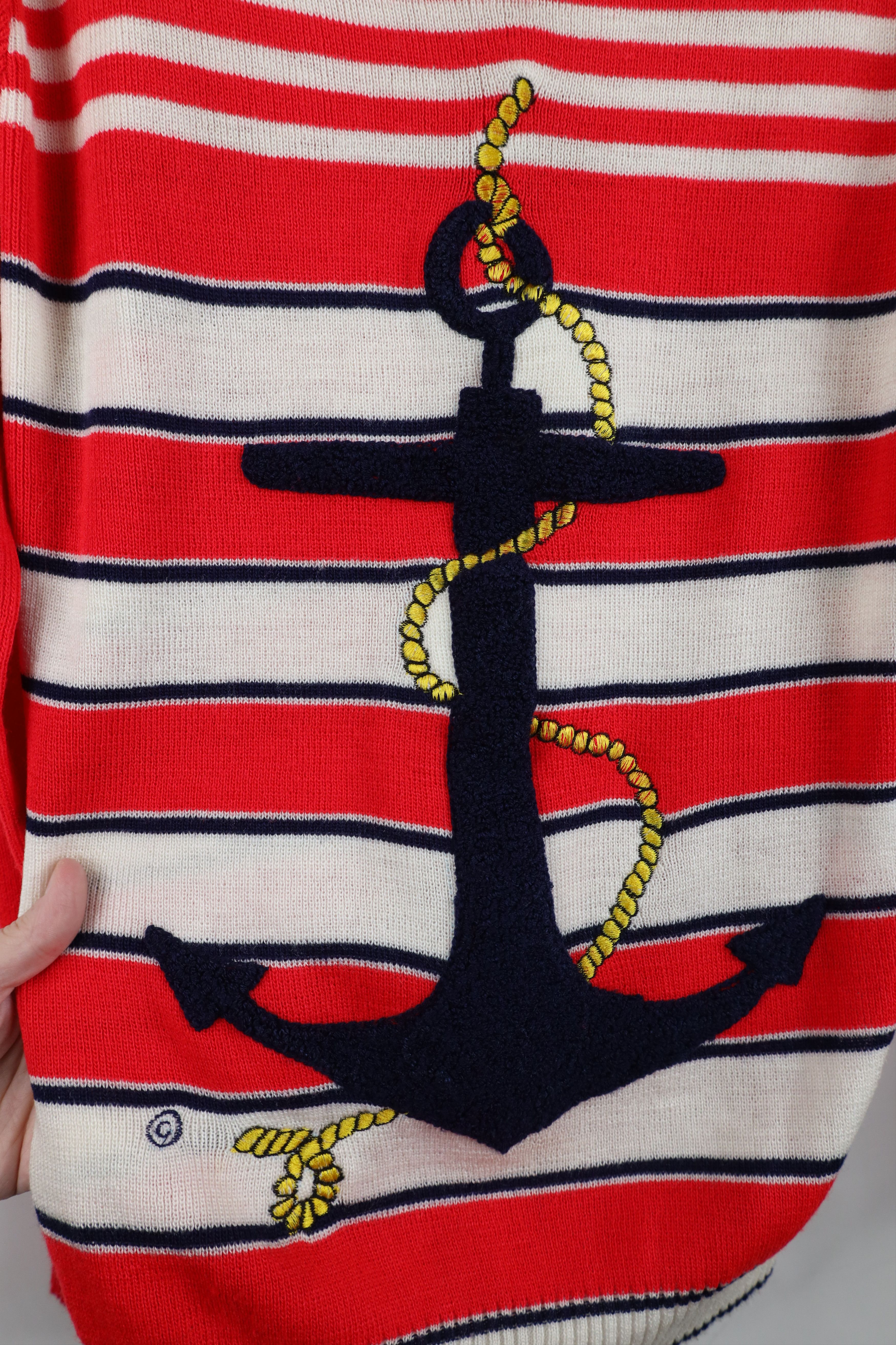 Vintage Vintage 70s Streetwear Nautical Boat Anchor Knit Sweater Size L / US 10 / IT 46 - 4 Thumbnail