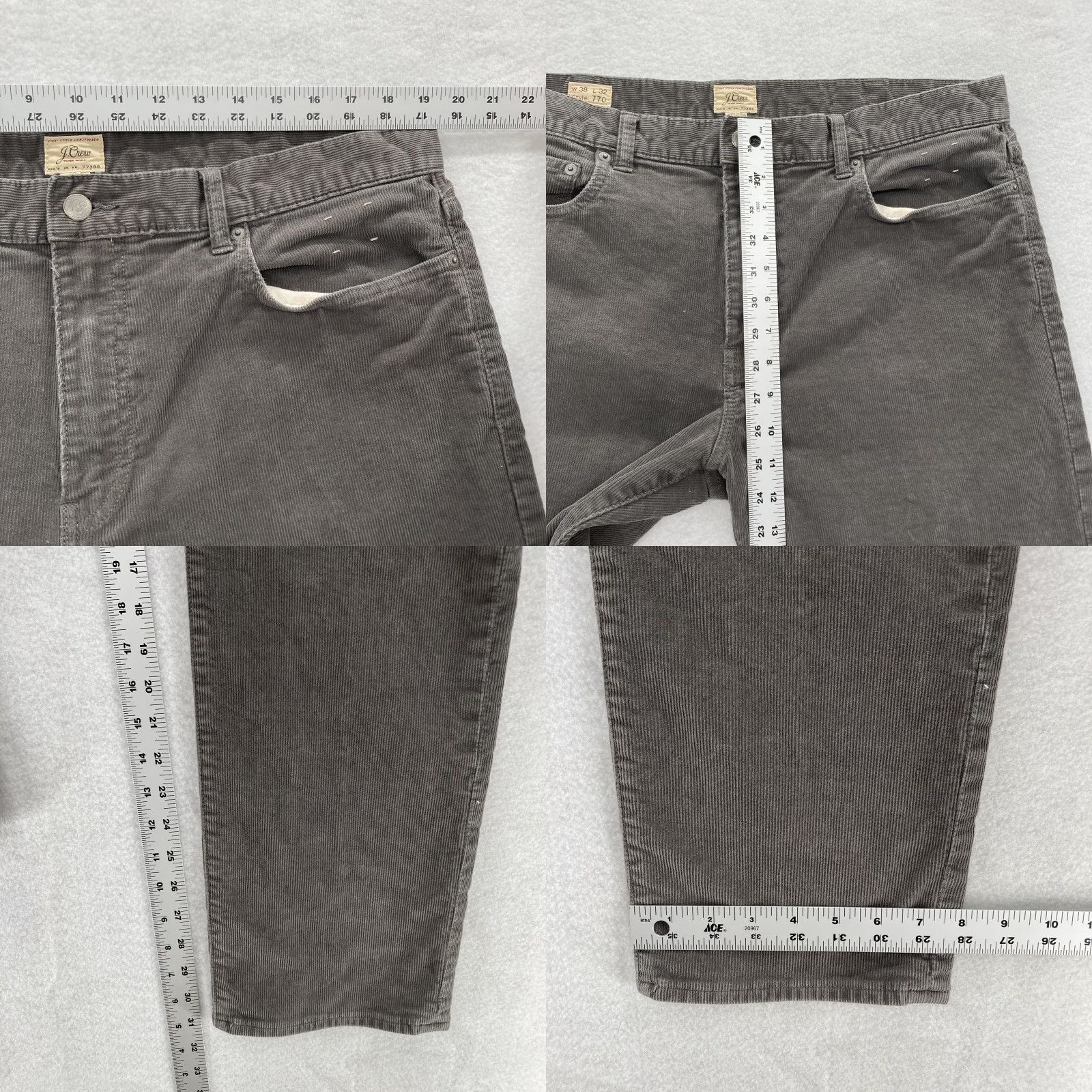 J.Crew J.CREW 770 Corduroy Pants Mens 38x32 Gray Slim Straight Stretch 5-Pocket Casual Beltless Zip Front Front Flat Front Pockets City Preppy Mens Size US 38 / EU 54 - 8 Thumbnail