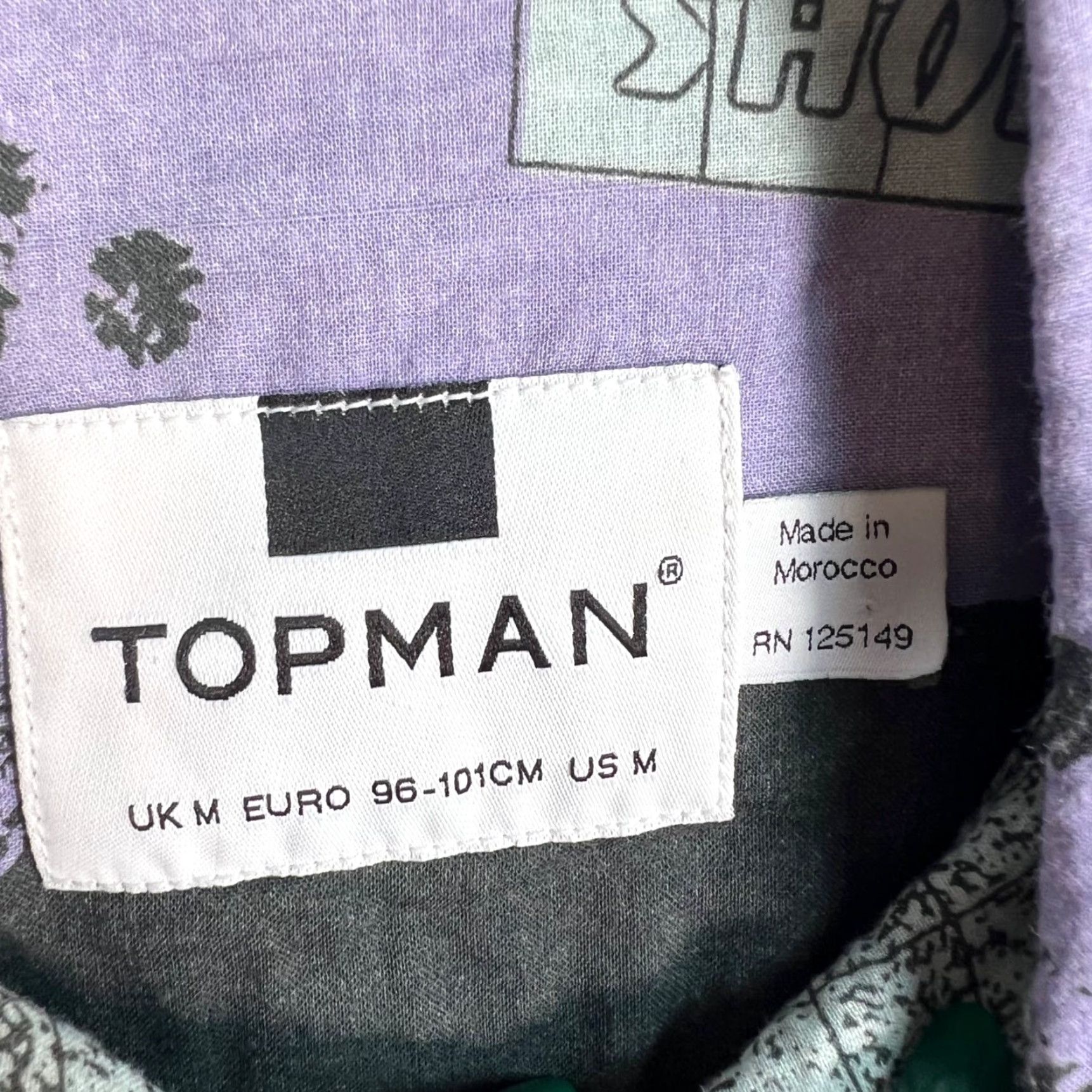 Topman VINTAGE Topman Graphic Print Button-Up Shirt Short Sleeve Adult Medium Purple Mens Size US M / EU 48-50 / 2 - 3 Thumbnail