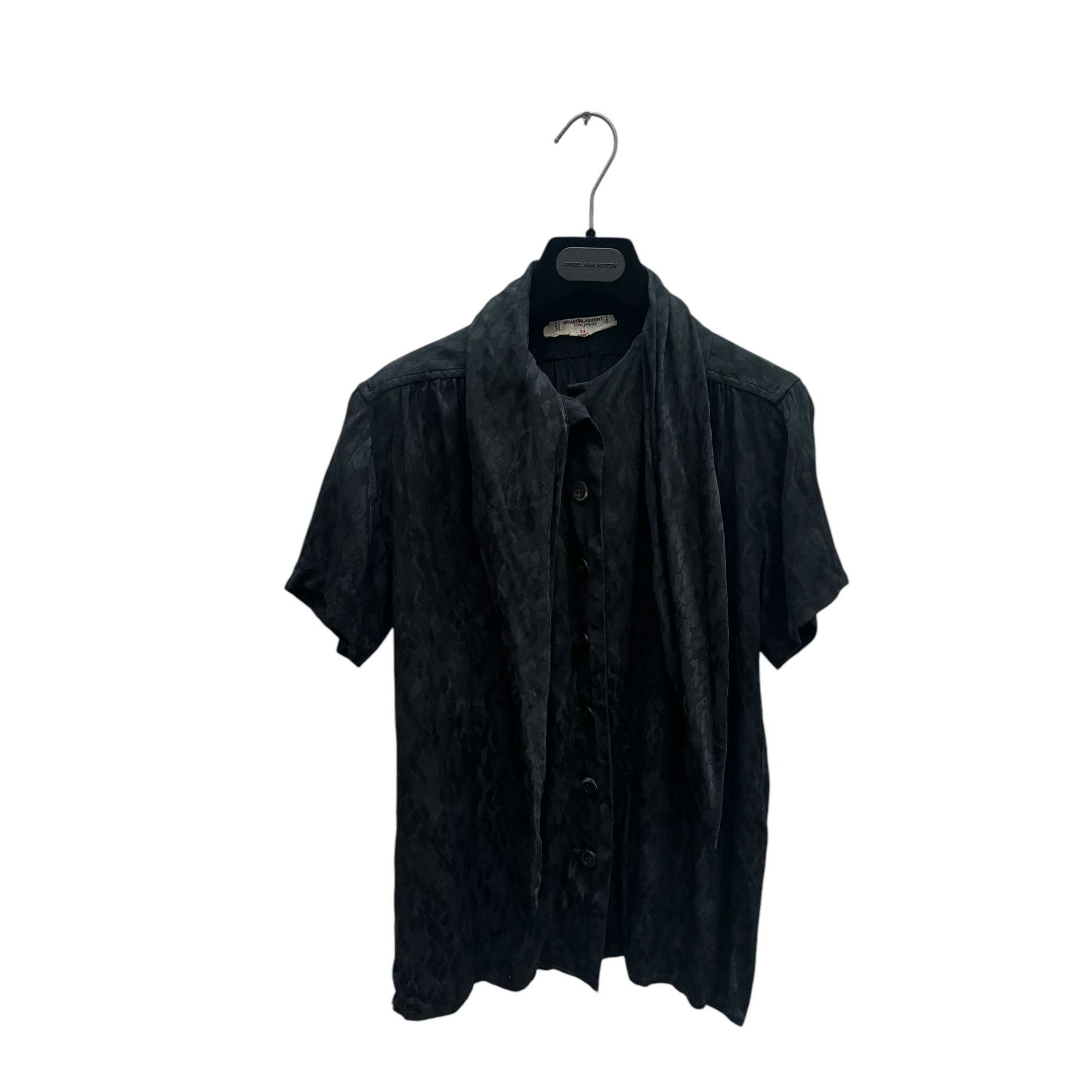 Yves Saint Laurent Black Silk Built-in scarf shirt Size XS / US 0-2 / IT 36-38 - 3 Thumbnail