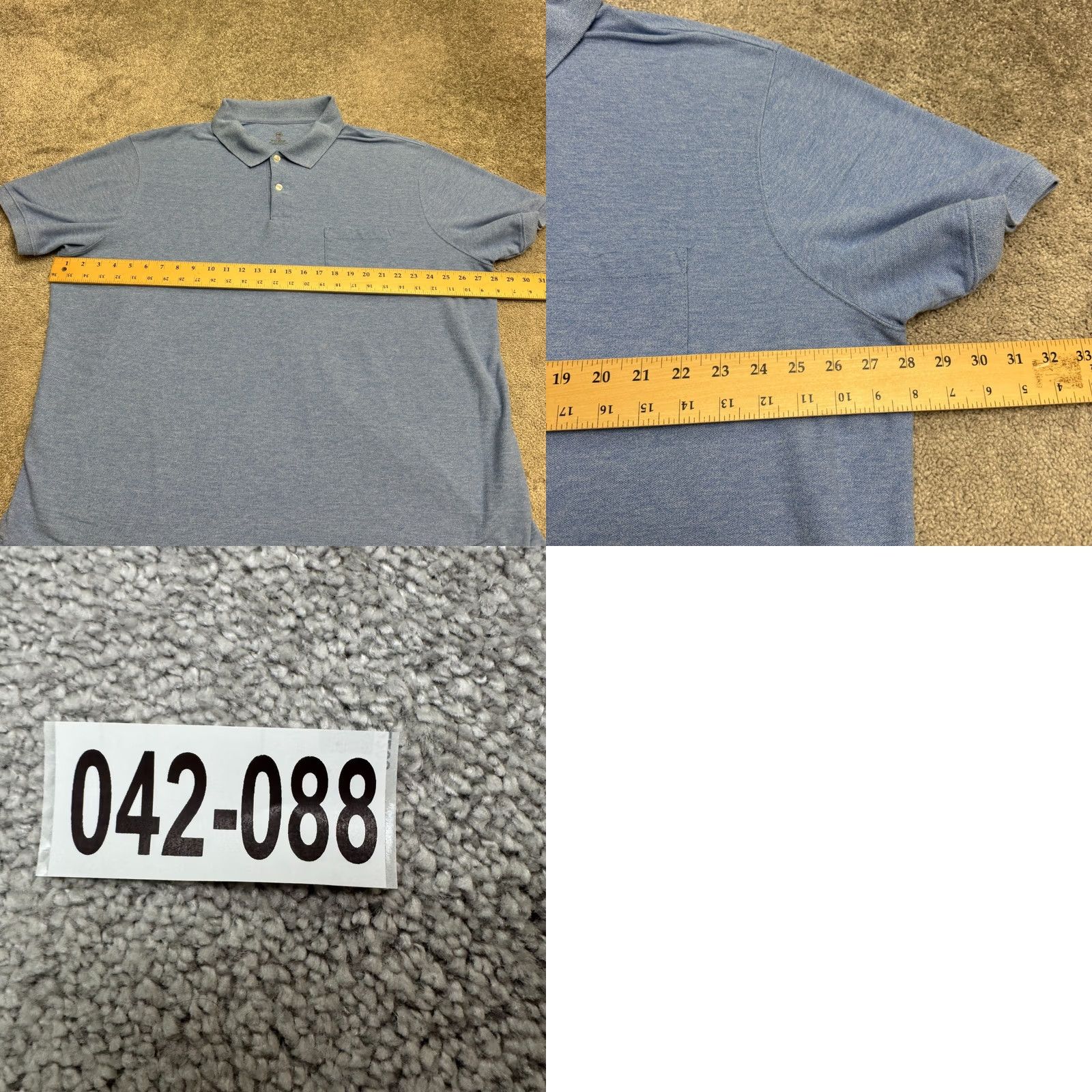Vintage Harbor Bay Polo Shirt Mens 3XL Heather Marled Blue Short Sleeve Pocket Top Shirt Polo Size US XXL / EU 58 / 5 - 8 Thumbnail