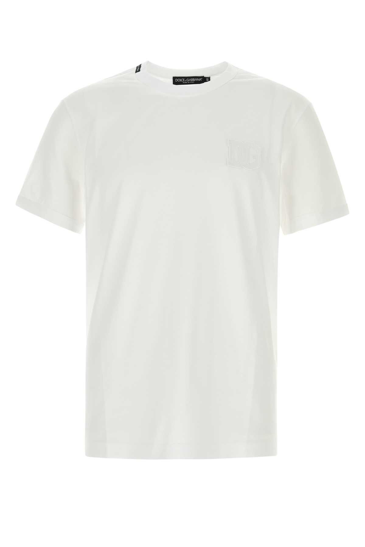 Dolce & Gabbana White Cotton T-Shirt Size US XL / EU 56 / 4 - 1 Thumbnail