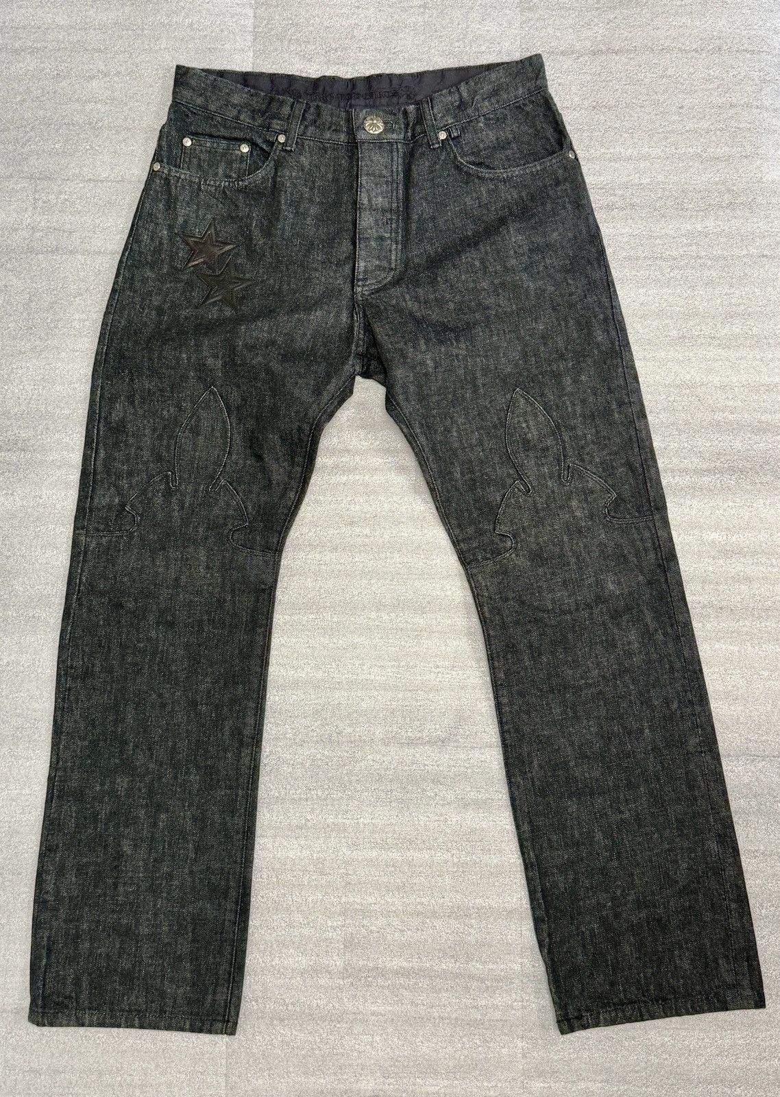 Chrome Hearts Chrome Hearts Fleur Knee Star Patch Denim Sz 34 NEW Size US 34 / EU 50 - 1 Thumbnail