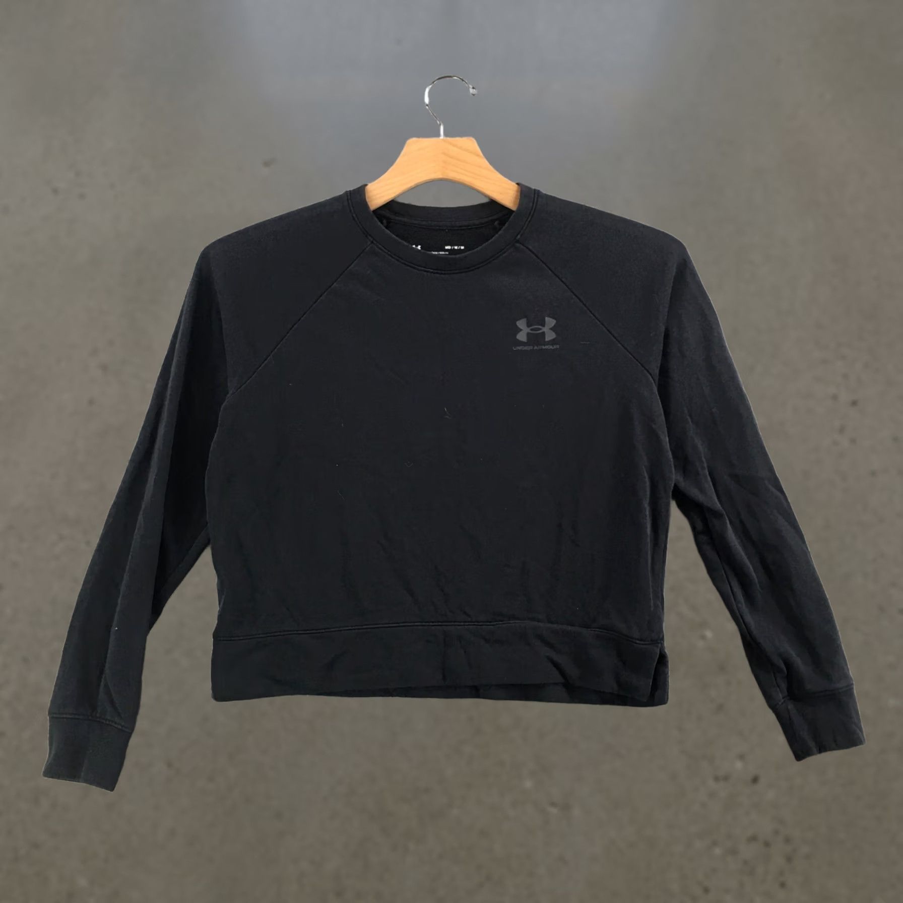 Under Armour Under Armour Cropped Sweatshirt Womens M Rival Terry Crew Black Cotton Blend Sweatshirt Size M / US 6-8 / IT 42-44 - 1 Thumbnail