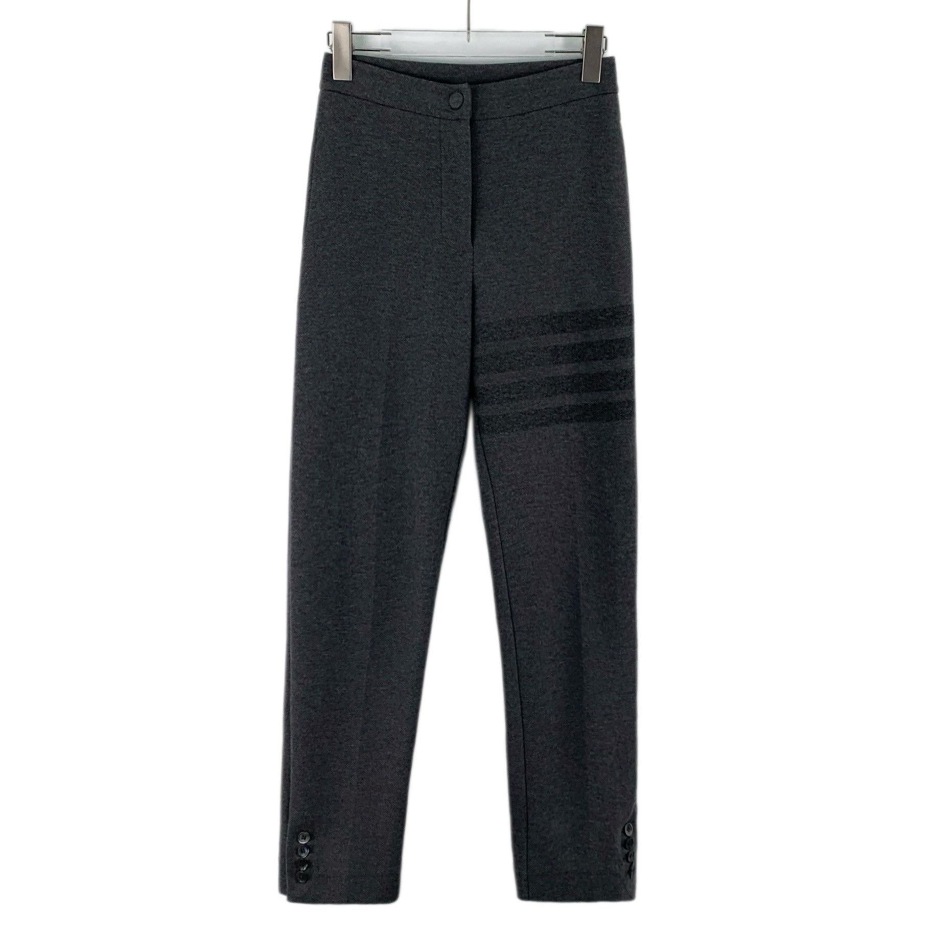 Thom Browne Thom Browne Four-Bar Cotton Pants Dark Grey (36) Size 25" / US 0 / IT 36 - 1 Thumbnail