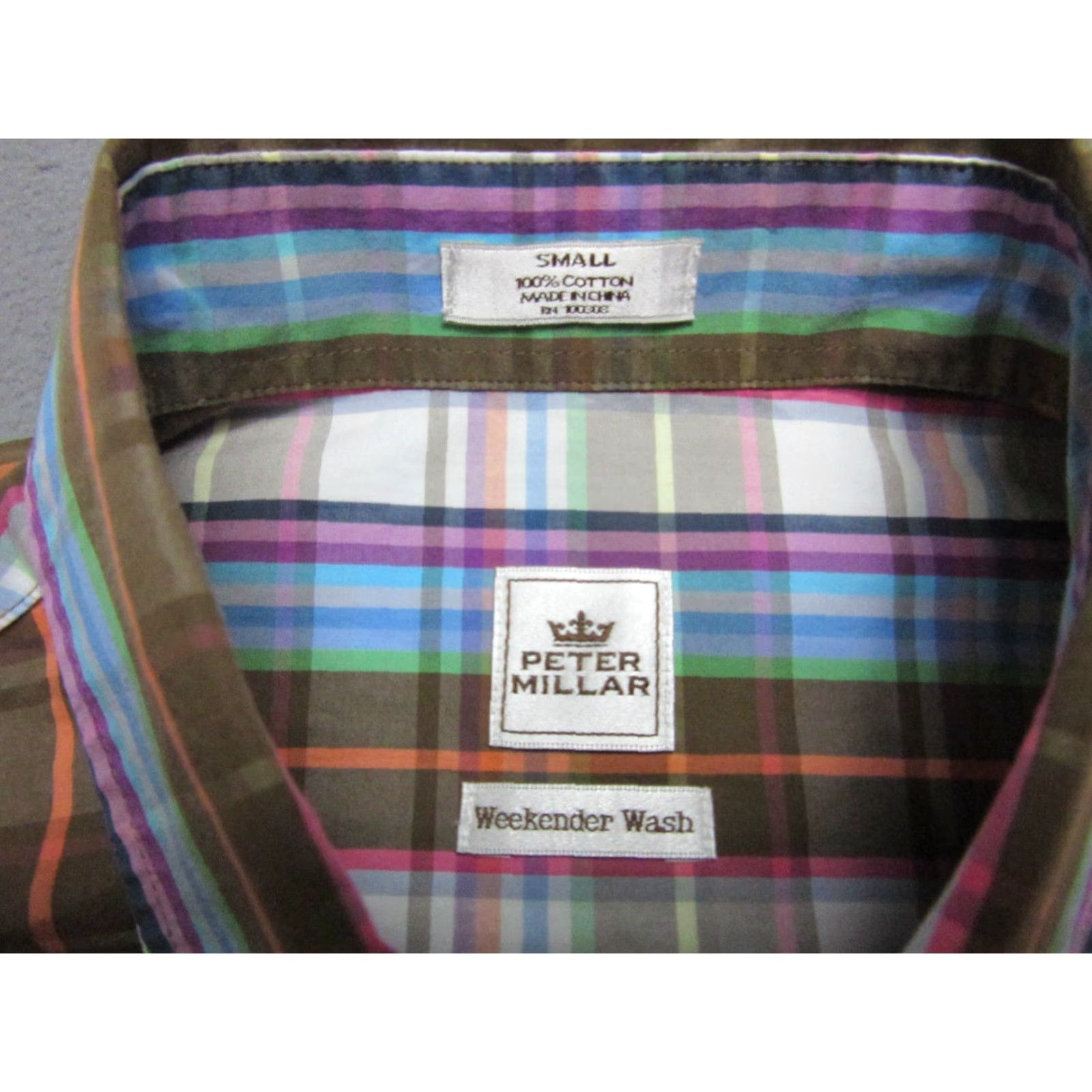 Peter Millar Peter Millar Shirt Mens Small Multicolor Blue Brown Plaid Weekender Casual Button-Down Shirt Size US S / EU 44-46 / 1 - 4 Thumbnail