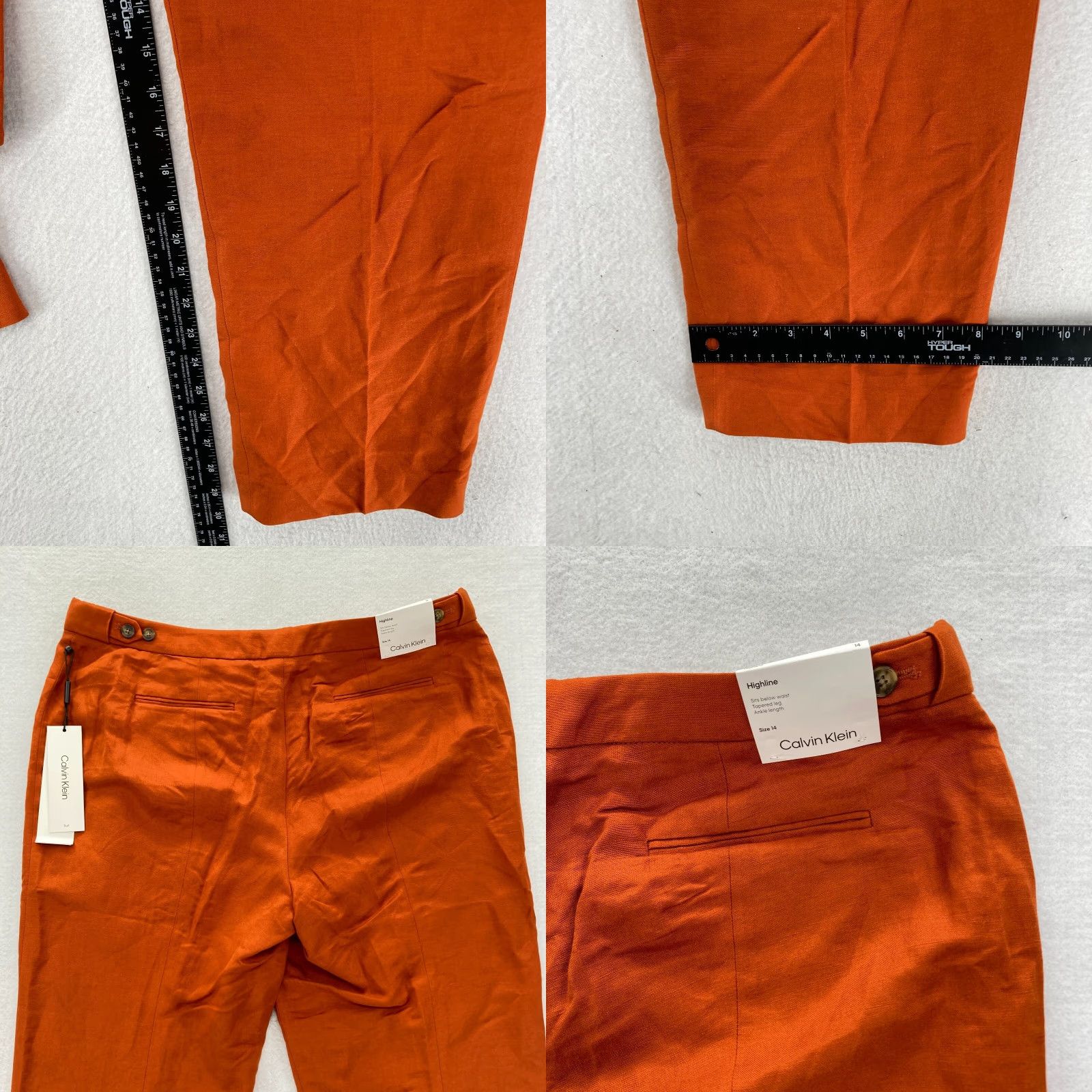 Calvin Klein Calvin Klein Highline Dress Pant Women's 14 Orange Linen Blend Tapered Leg Ankle Dress Pants Size 36" / US 14 / IT 50 - 8 Thumbnail