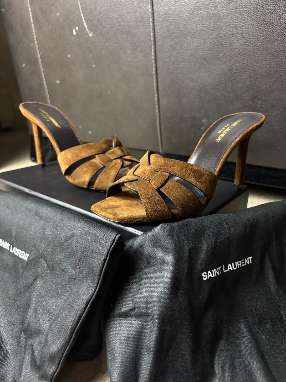 Saint Laurent Paris Saint Laurent Tribute Mules Suede Heels Size US 9 / IT 39 - 1 Thumbnail