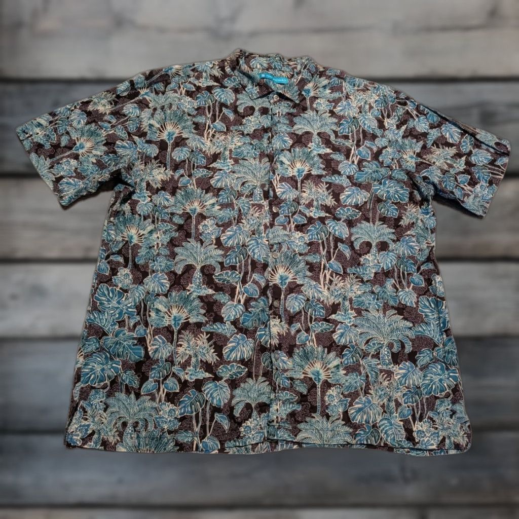 Tori Richard Tori Richard Hawaiian Shirt XL Blue Floral Button-Up Short Sleeve Tropical Trees Mens Size US XL / EU 56 / 4 - 1 Thumbnail