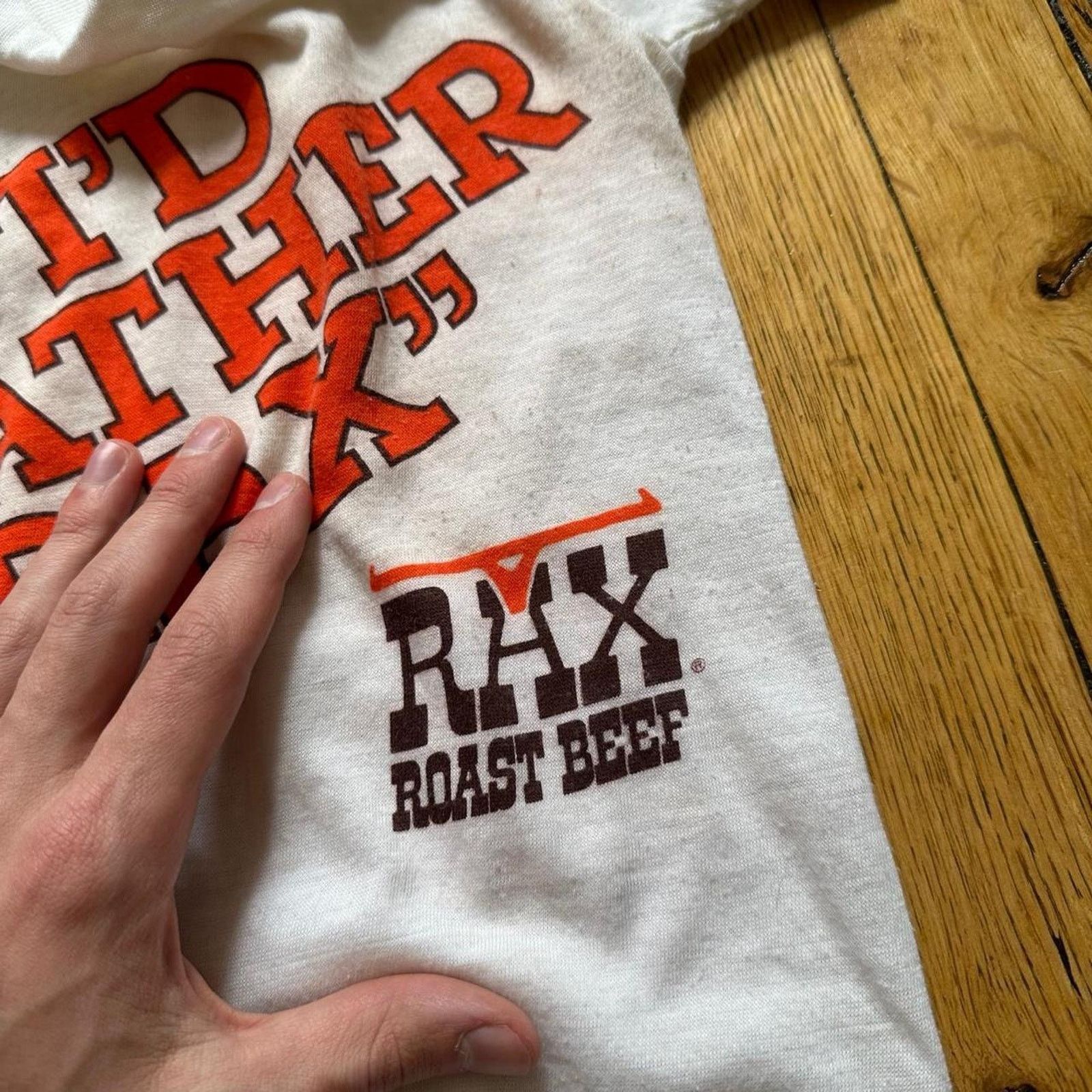 Vintage Vintage 70s Rax Roast Beef Graphic Fitted Tight Baby Tee Size XS / US 0-2 / IT 36-38 - 6 Thumbnail