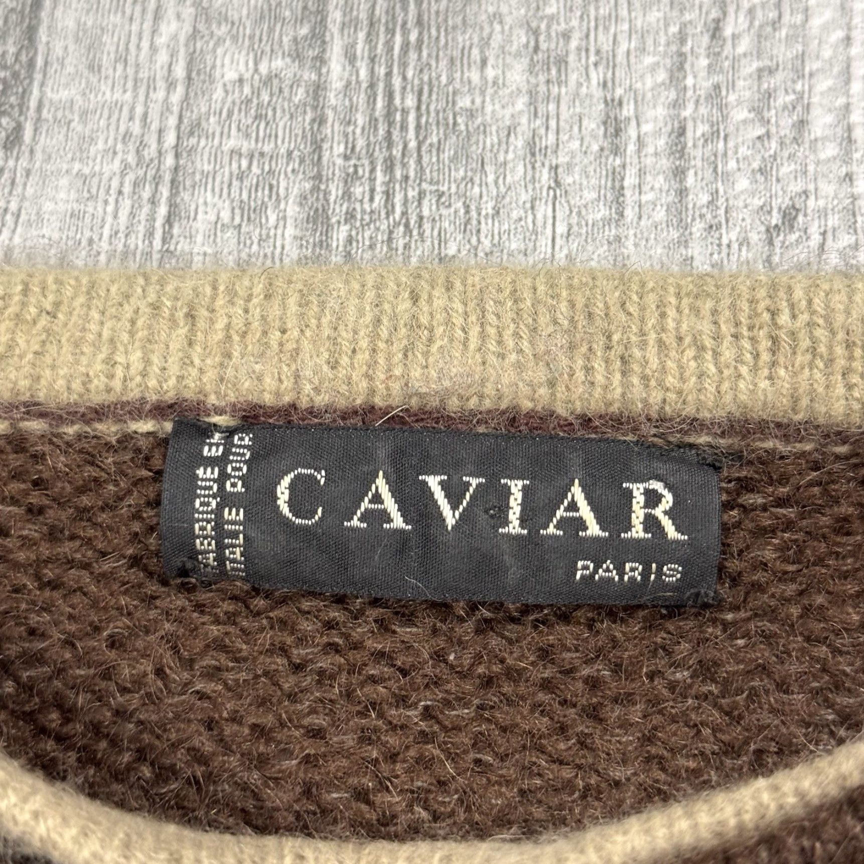 Vintage VINTAGE CAVIAR PARIS 80s 90s WOMENS BROWN FUZZY ANGORA GEOMETRIC CROPPED SWEATER S Size S / US 4 / IT 40 - 3 Thumbnail