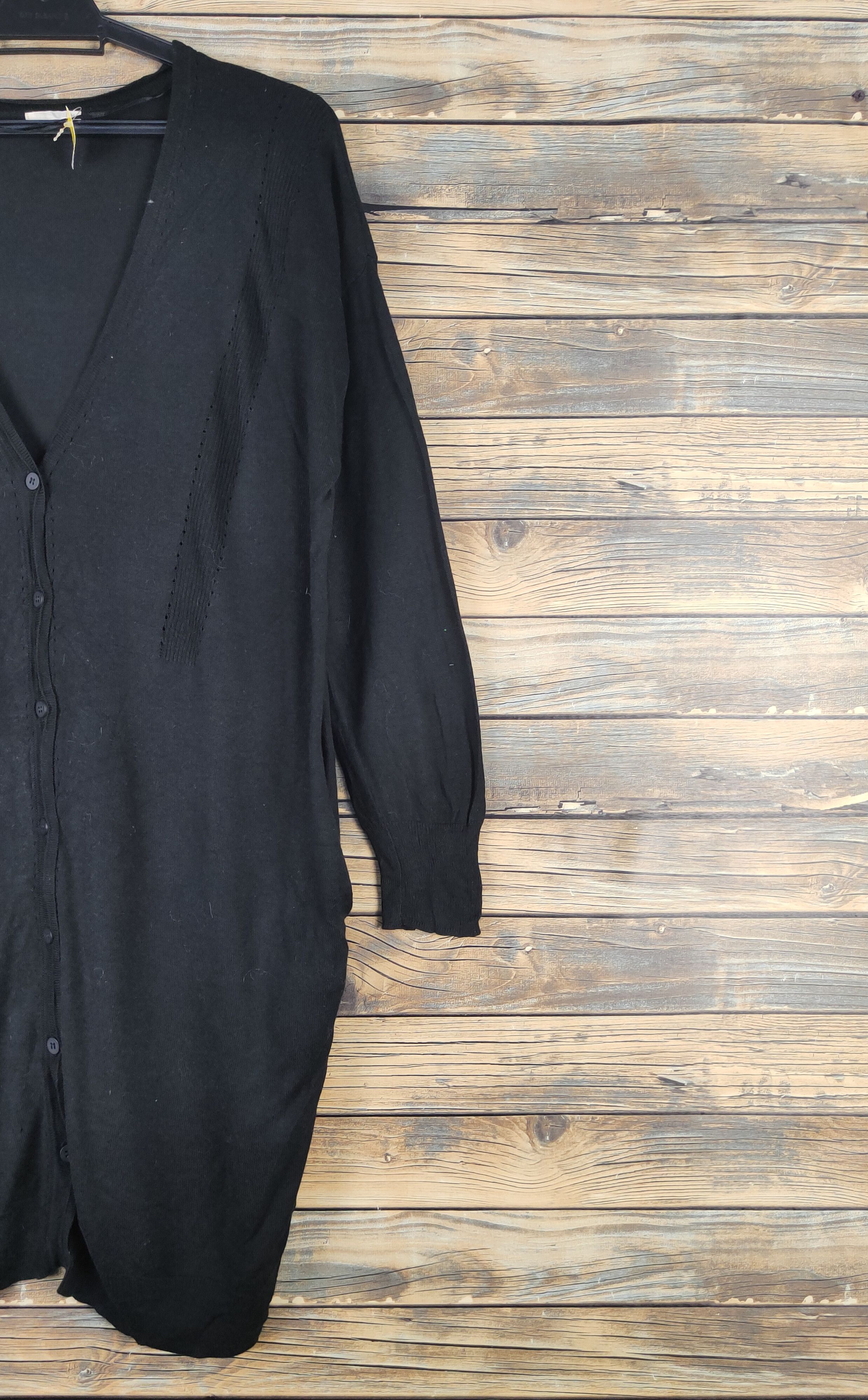 GU × Homespun Knitwear GU Black Knitwear ripped vintage Cardigan #W1517 Size M / US 6-8 / IT 42-44 - 6 Thumbnail