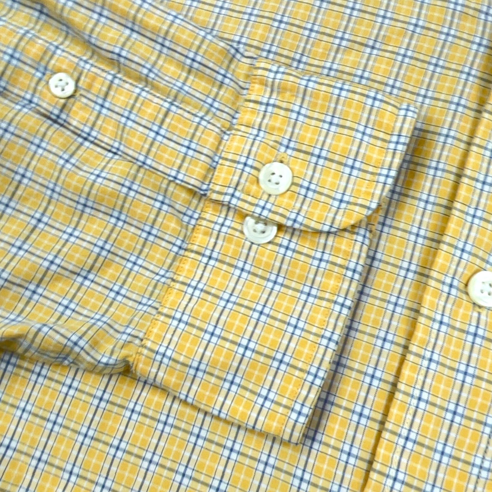 Brooks Brothers Brooks Brothers Shirt Men XL Yellow Blue Plaid Button-Up Casual Dress 346 Poplin Size 46R - 4 Thumbnail