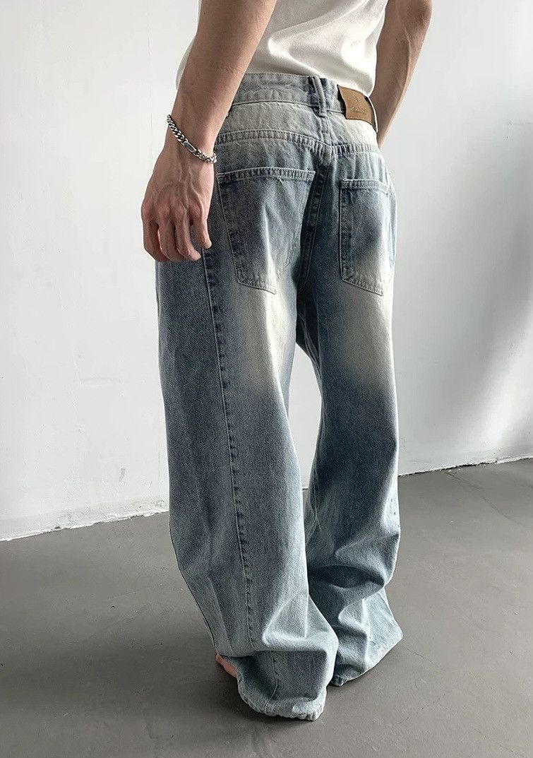 Japanese Brand × Vintage Cleanfit retro side pleated washed baggy jeans pants Size US 28 / EU 44 - 4 Thumbnail