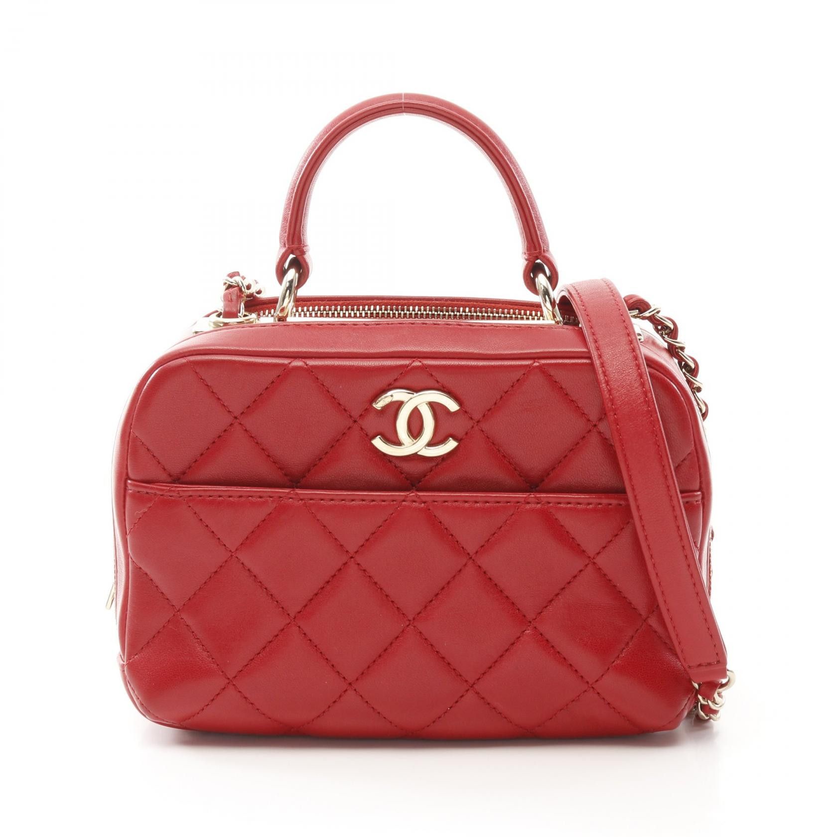 Chanel Chanel Trendy Cc Lambskin 2Way Shoulder Bag Leather Shoulder Bag in Red, Women's