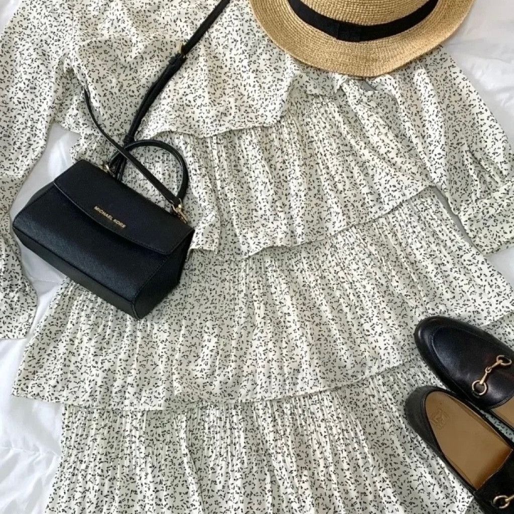 Zara Tiered Ruffle Dots Midi Dress Size L / US 10 / IT 46 - 1 Thumbnail