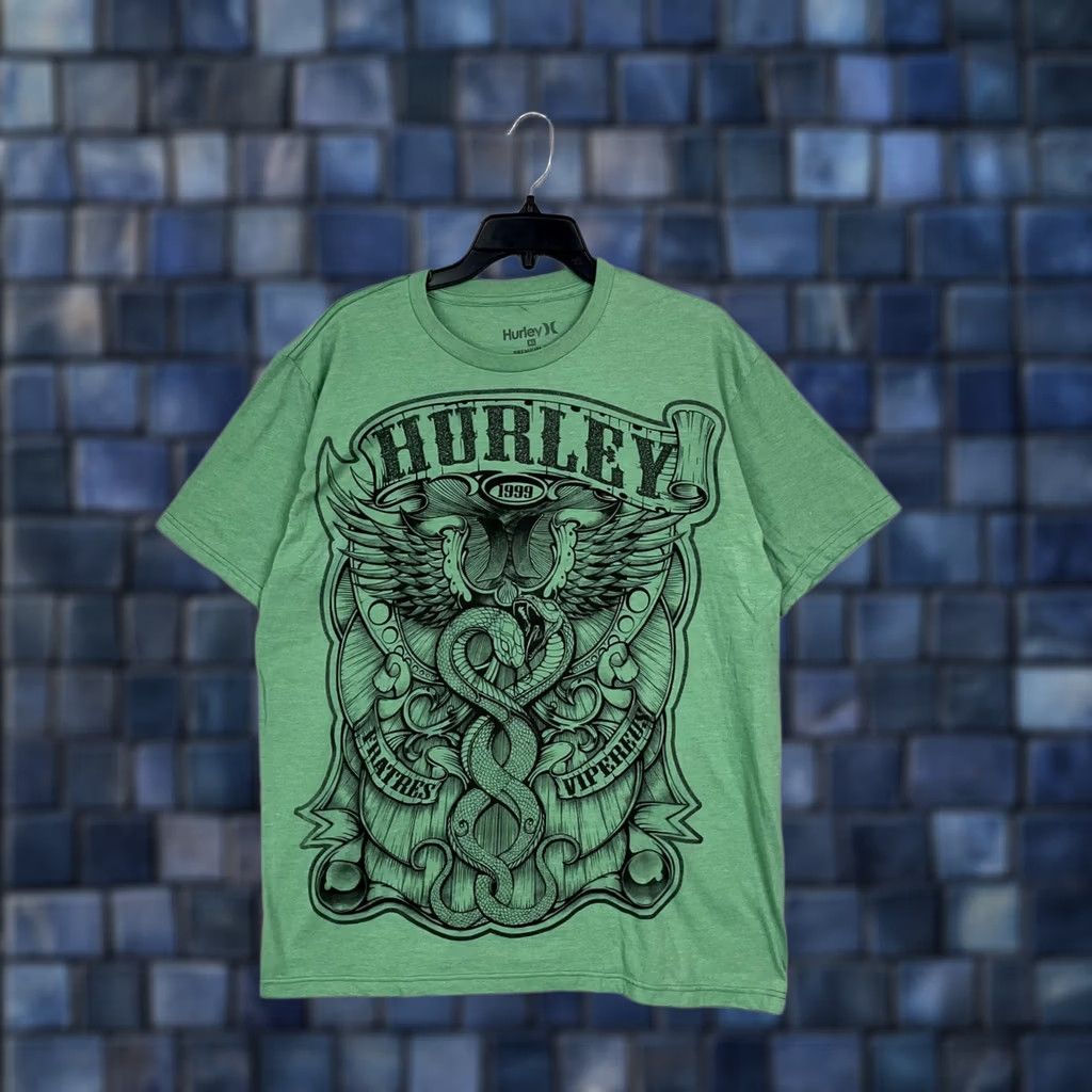 Hurley Hurley Shirt Mens XL Green Crewneck Snake Graphic Tee 90s Y2K Skater Cyber Goth Size US XL / EU 56 / 4 - 1 Thumbnail