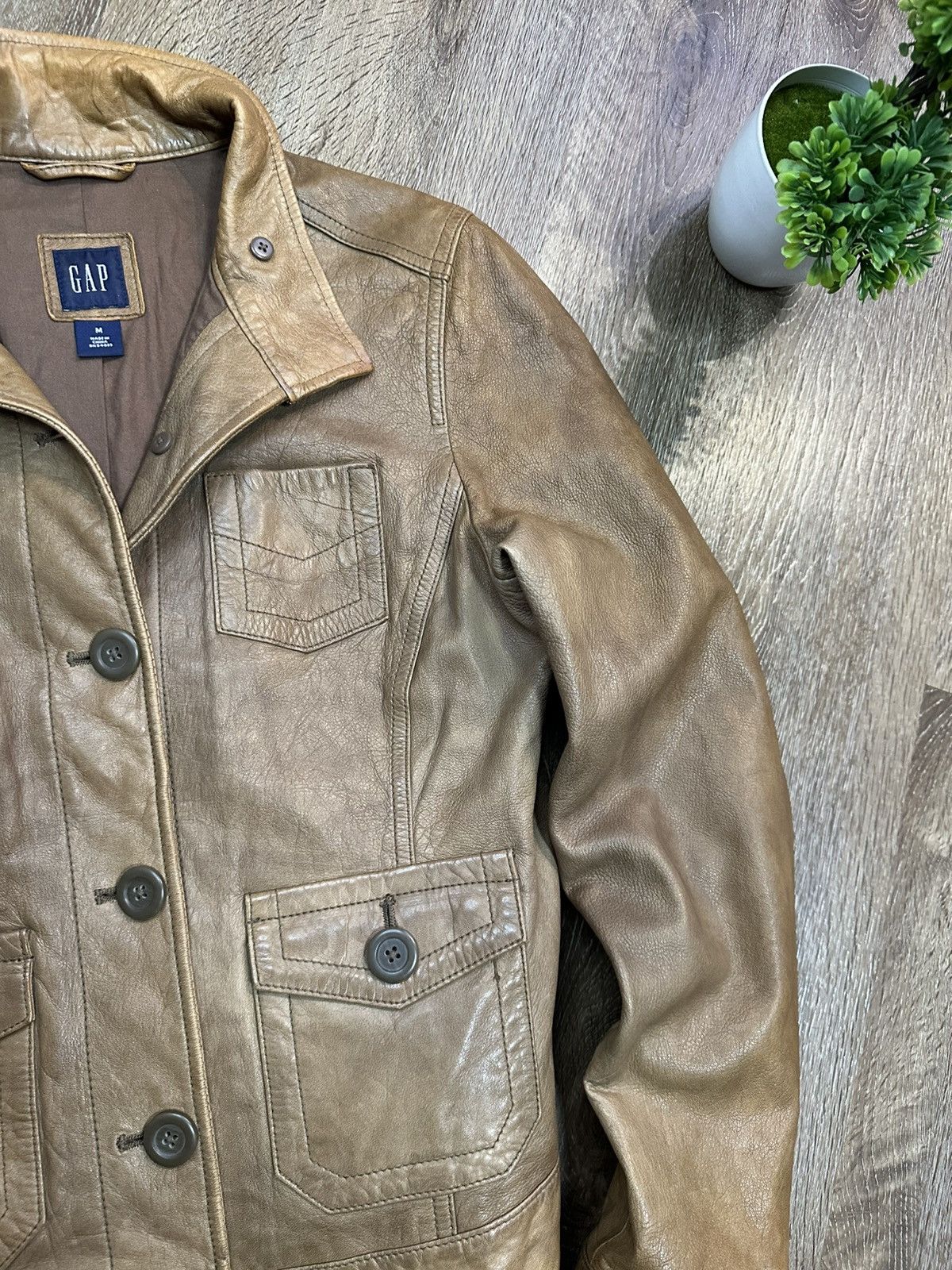 Gap Gap Vintage Brown Leather Biker Jacket Size M / US 6-8 / IT 42-44 - 4 Thumbnail