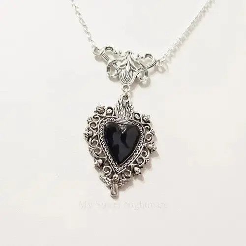 Other Gothic Black Heart Pendant Necklace Size ONE SIZE - 4 Thumbnail