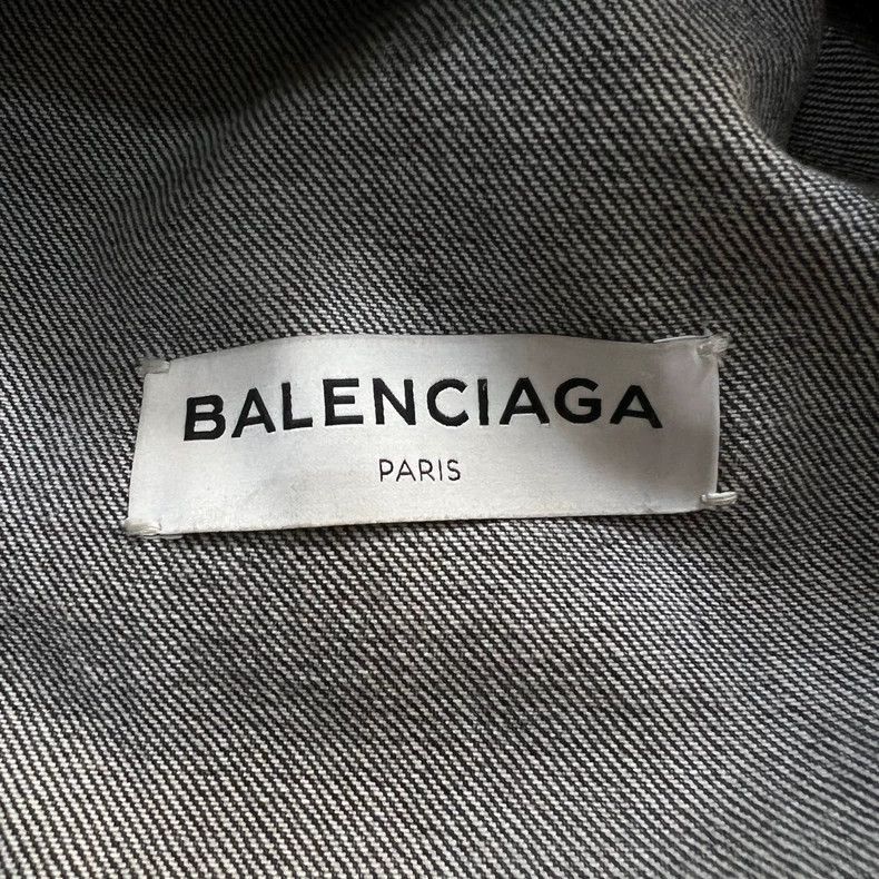 Balenciaga Balenciaga Black Gray Denim Jacket with Logo-2505 Size US S / EU 44-46 / 1 - 5 Thumbnail