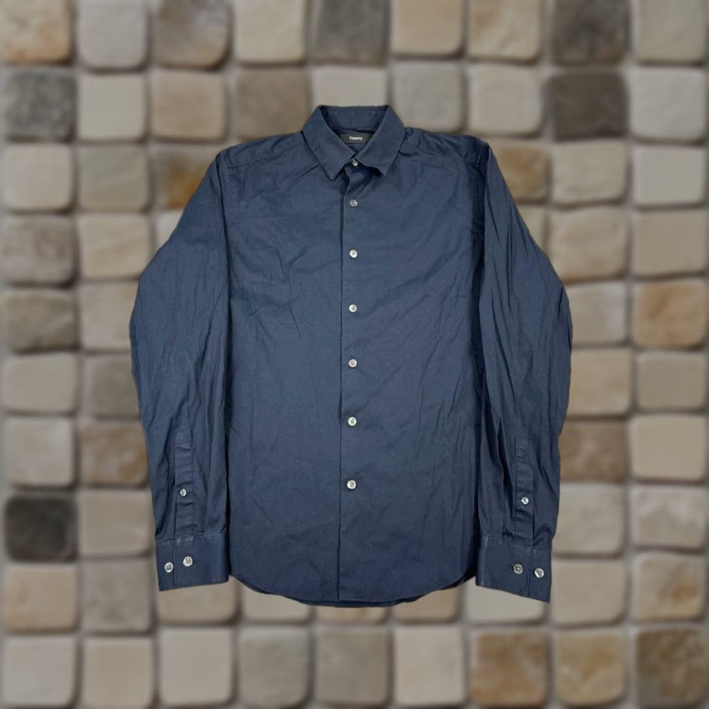 Theory Theory Shirt Mens M Blue Cotton Button-Up Collared Regular Size US M / EU 48-50 / 2 - 1 Thumbnail