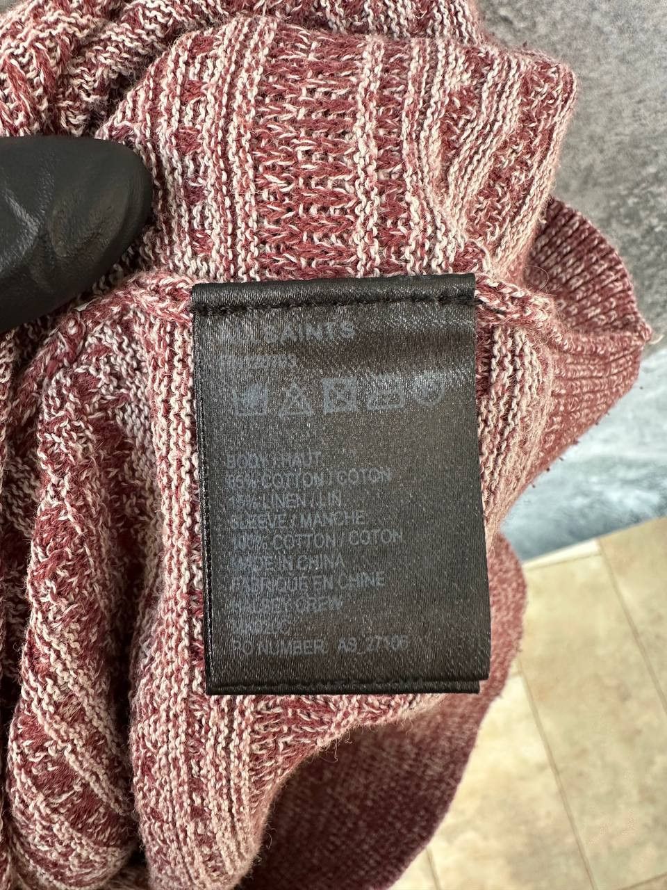 Allsaints AllSaints Maroon Cotton/Linen Halsey Crew Indigo Sweater Size US M / EU 48-50 / 2 - 12 Thumbnail